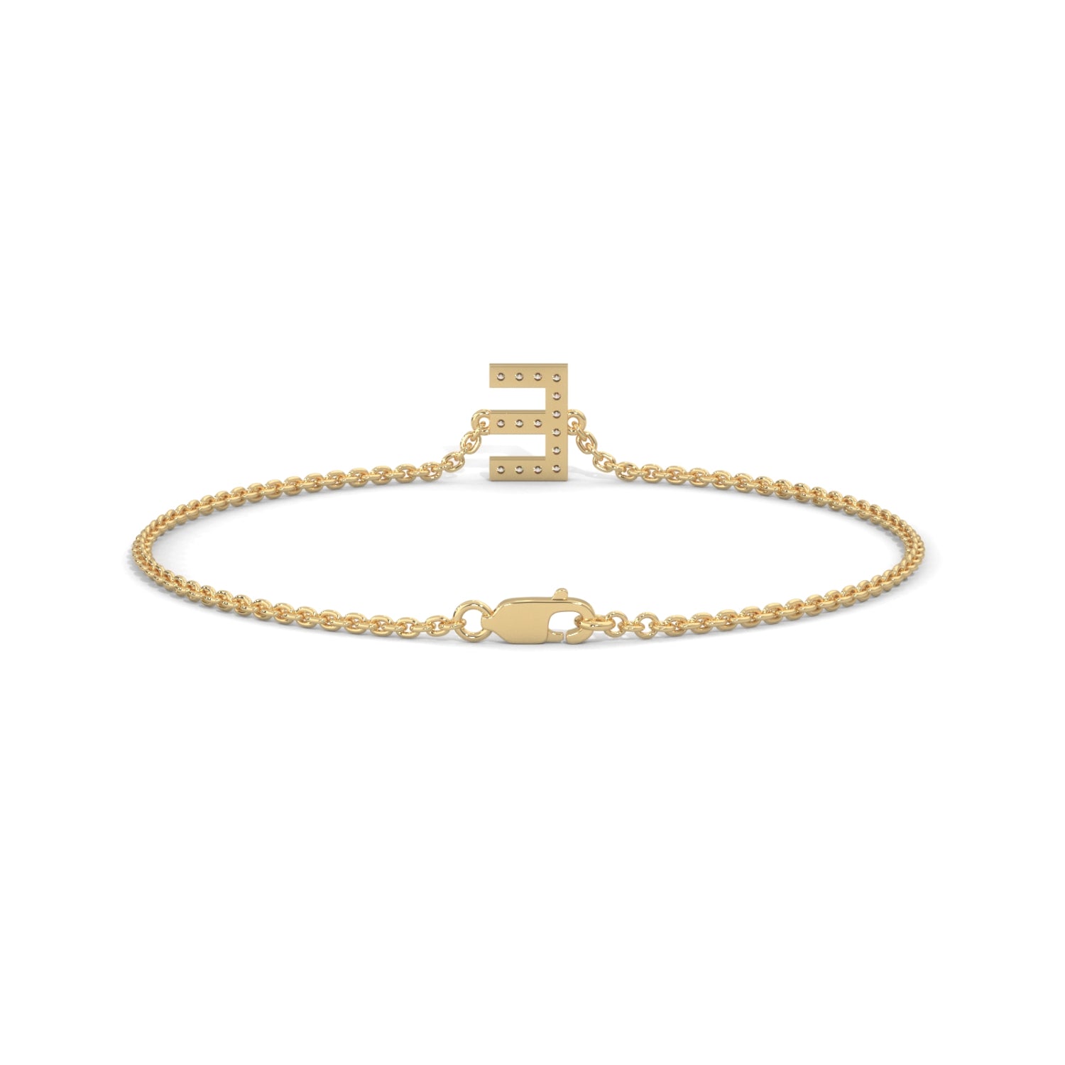 Lab-Grown Diamond Pavé Initial Bracelet in Yellow Gold