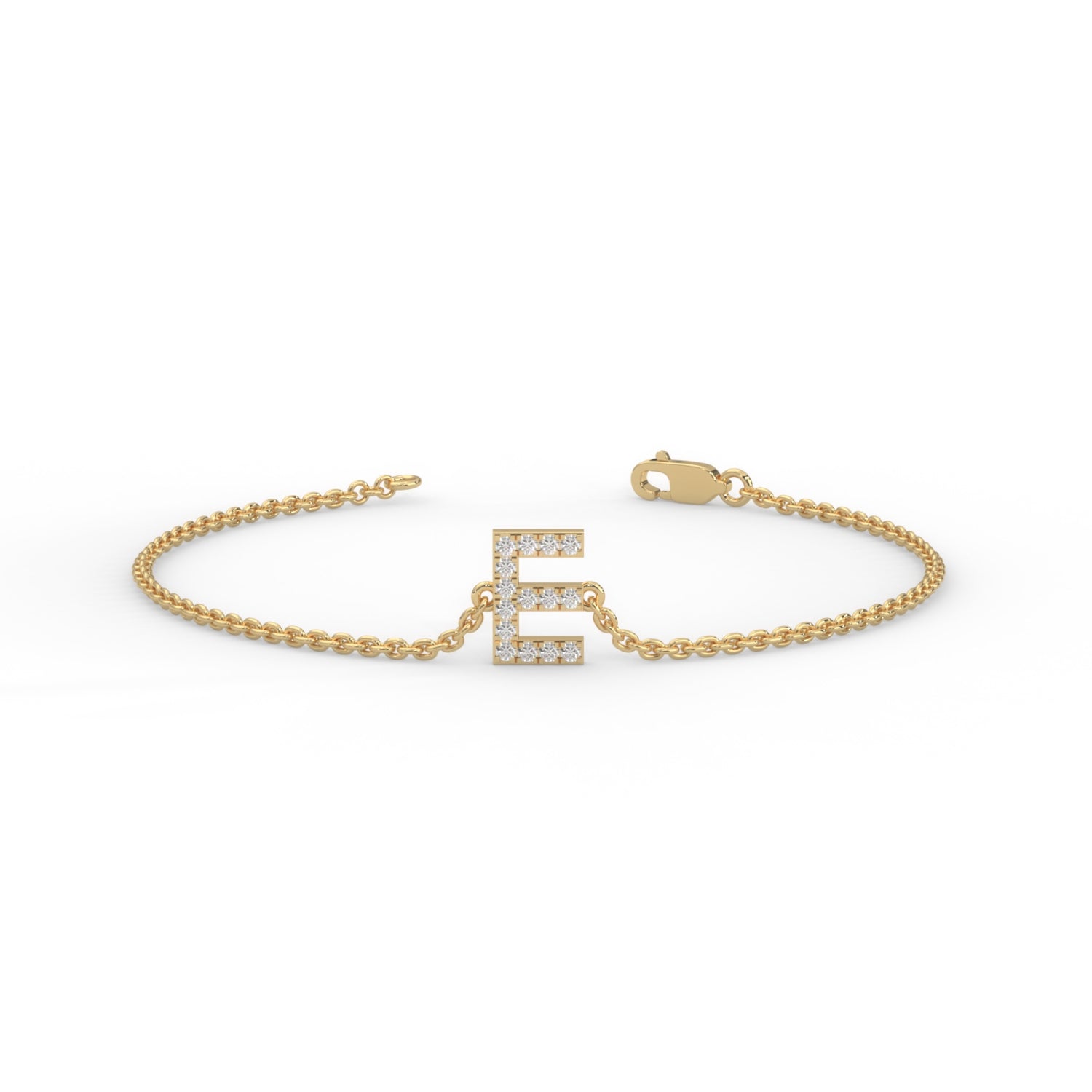 Lab-Grown Diamond Pavé Initial Bracelet in Yellow Gold