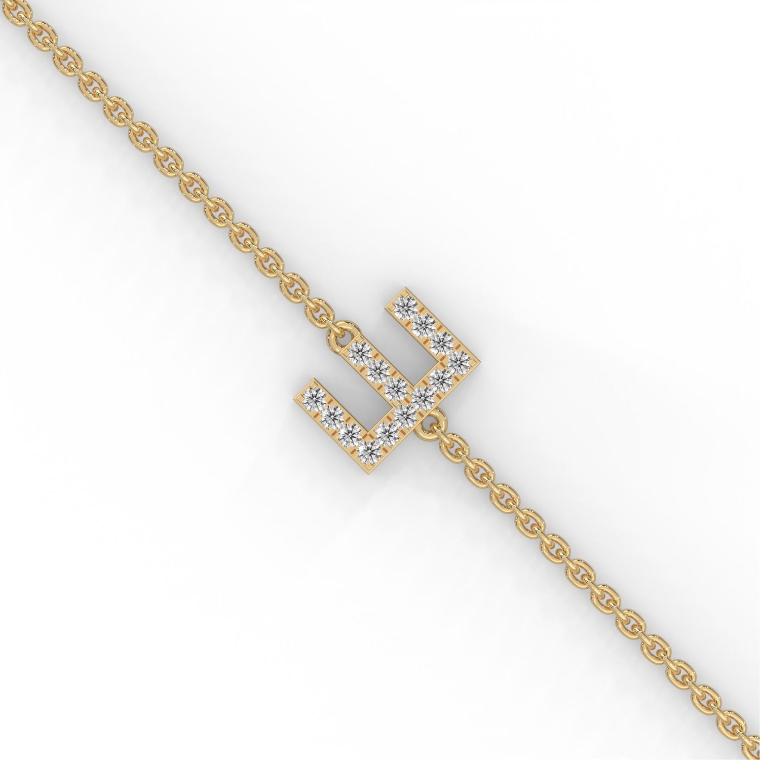 Lab-Grown Diamond Pavé Initial Bracelet in Yellow Gold