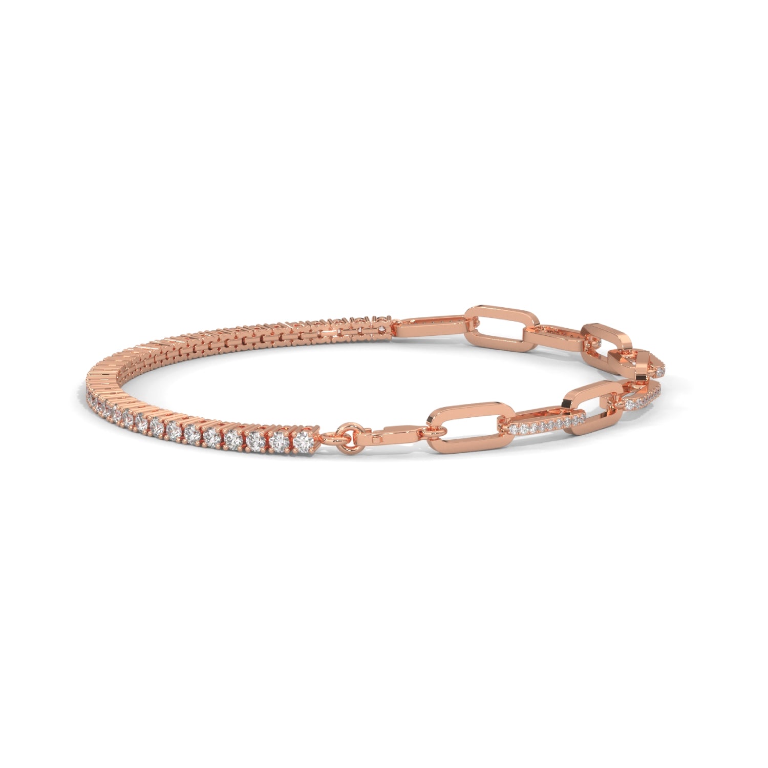 Lab-Grown Diamond Pavé Link Tennis Bracelet in Rose Gold
