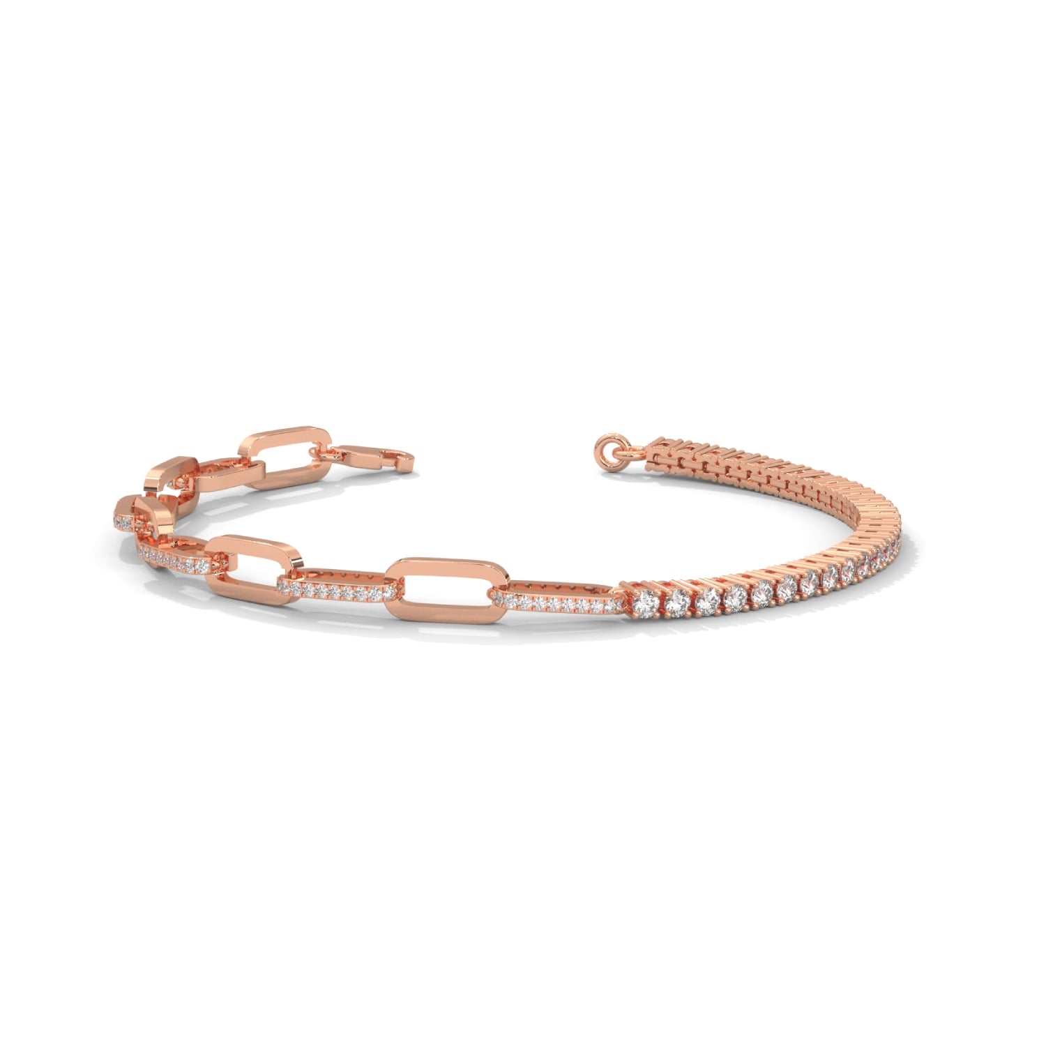 Lab-Grown Diamond Pavé Link Tennis Bracelet in Rose Gold
