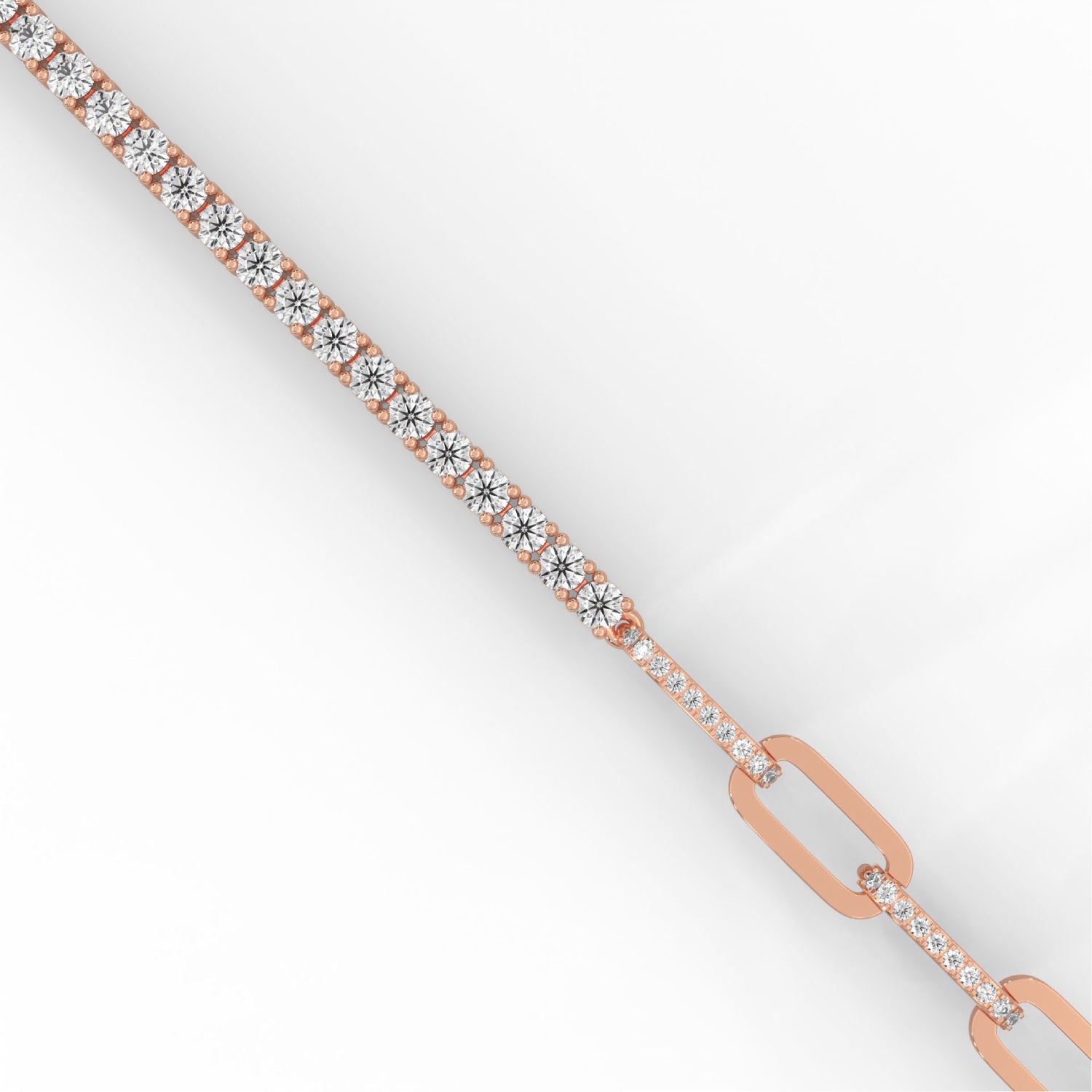 Lab-Grown Diamond Pavé Link Tennis Bracelet in Rose Gold