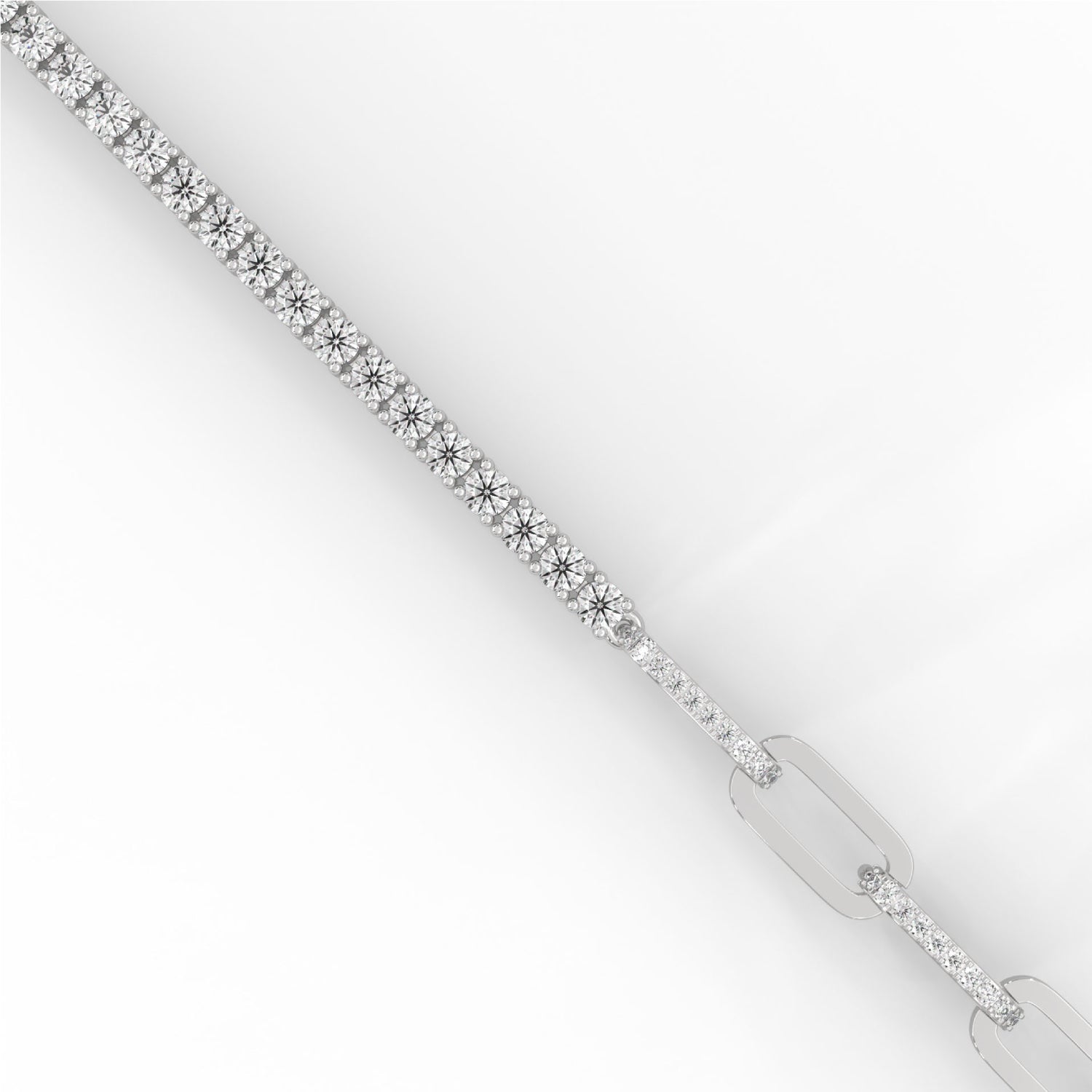 Lab-Grown Diamond Pavé Link Tennis Bracelet in White Gold