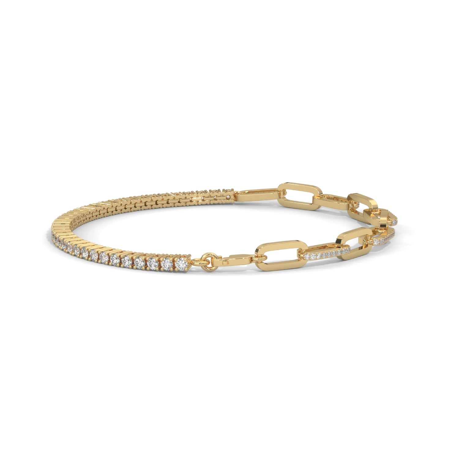 Lab-Grown Diamond Pavé Link Tennis Bracelet in Yellow Gold
