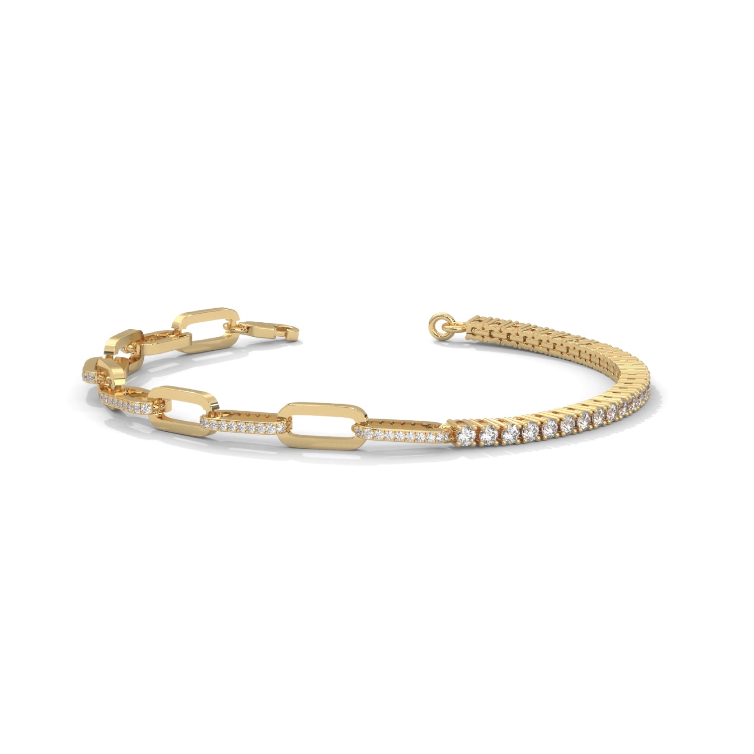 Lab-Grown Diamond Pavé Link Tennis Bracelet in Yellow Gold