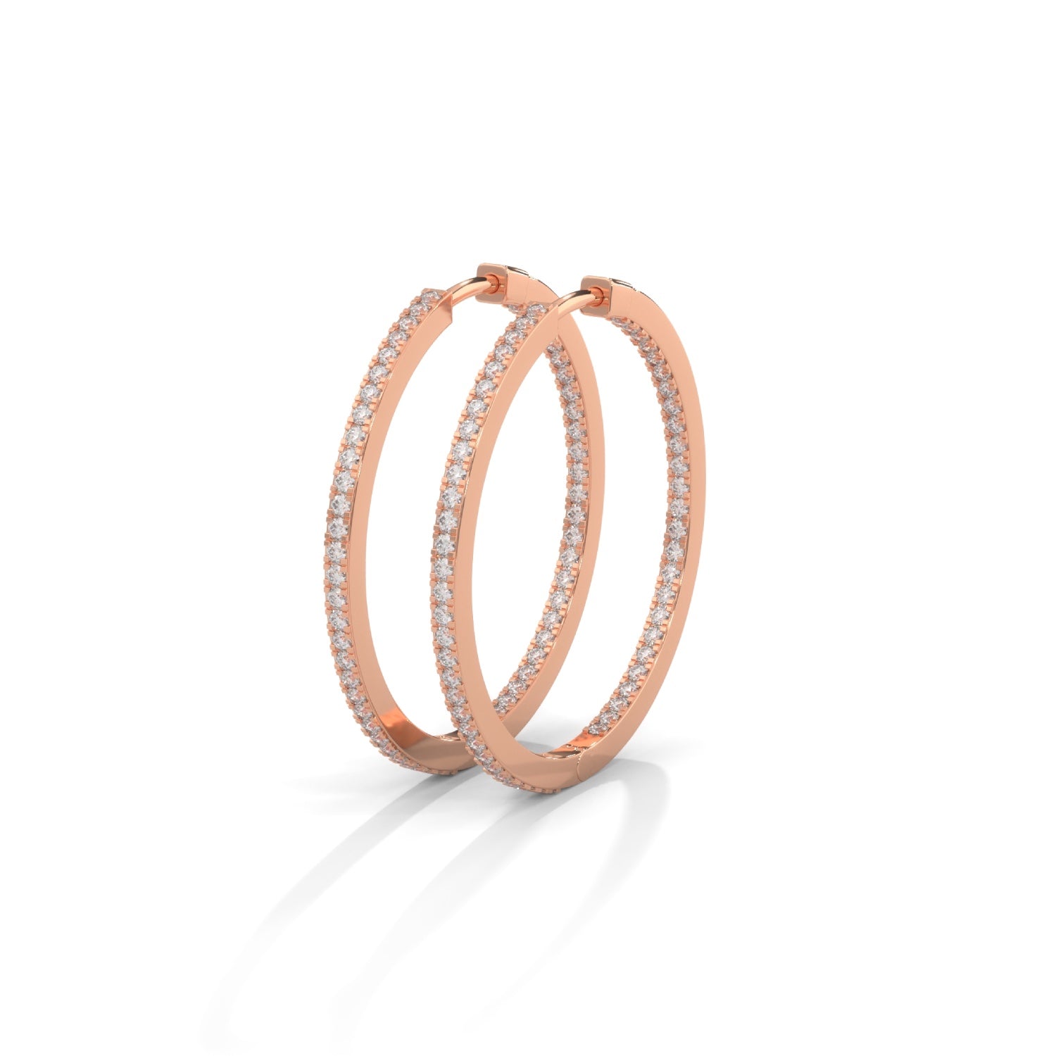 Lab-Grown Diamond Pavé Medium Hoop Earrings in Rose Gold