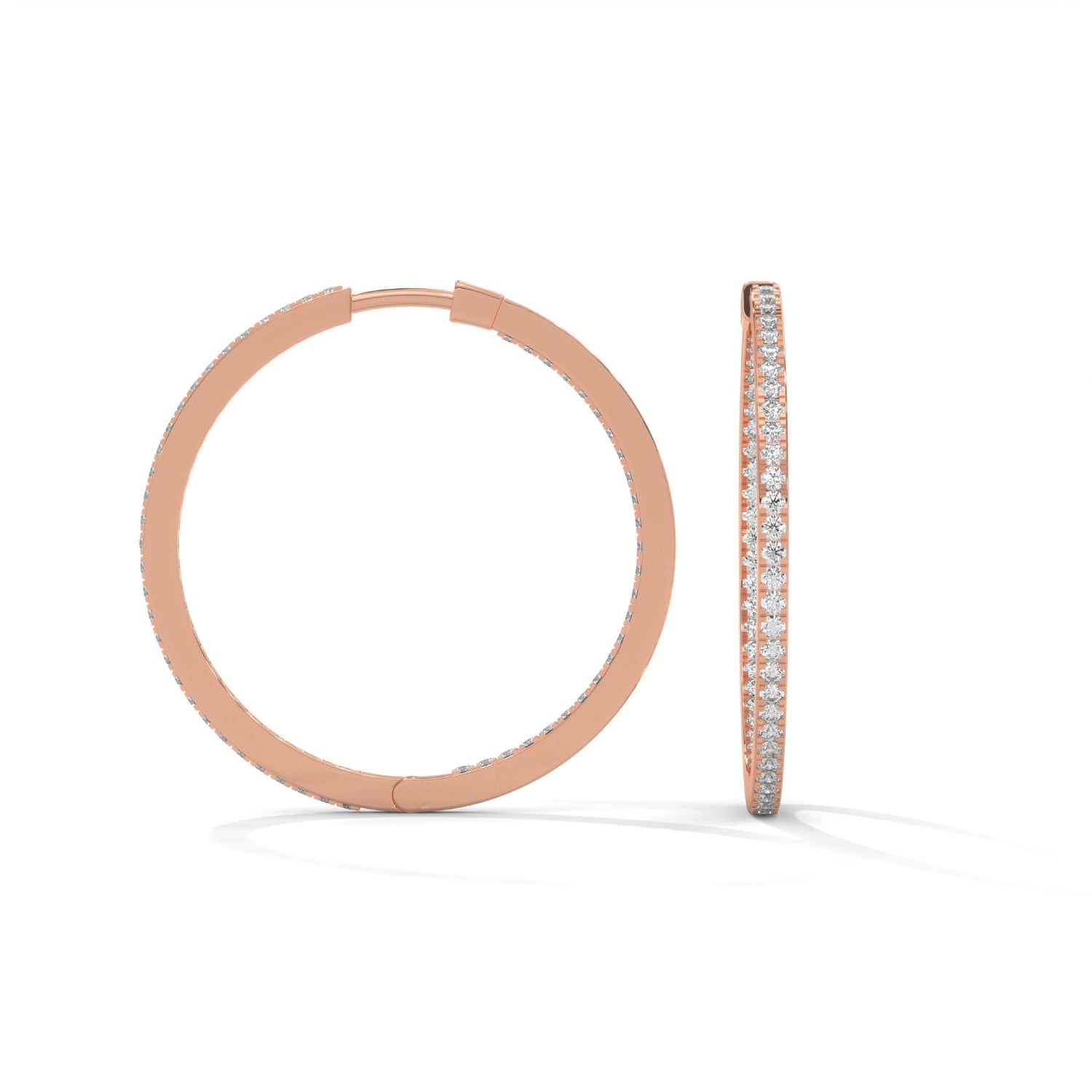 Lab-Grown Diamond Pavé Medium Hoop Earrings in Rose Gold