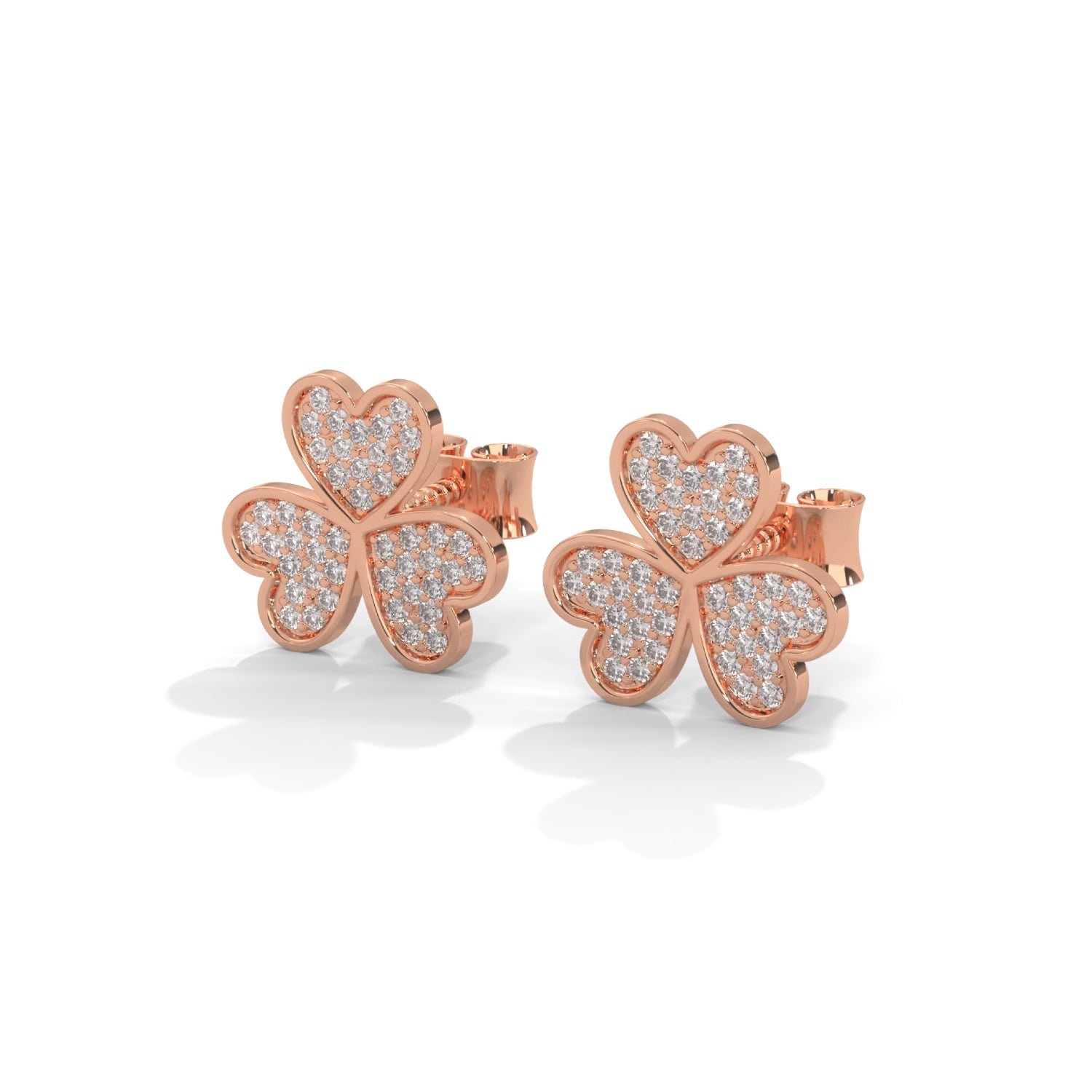 Lab-Grown Diamond Pavé Triple Heart Stud Earrings in Rose Gold