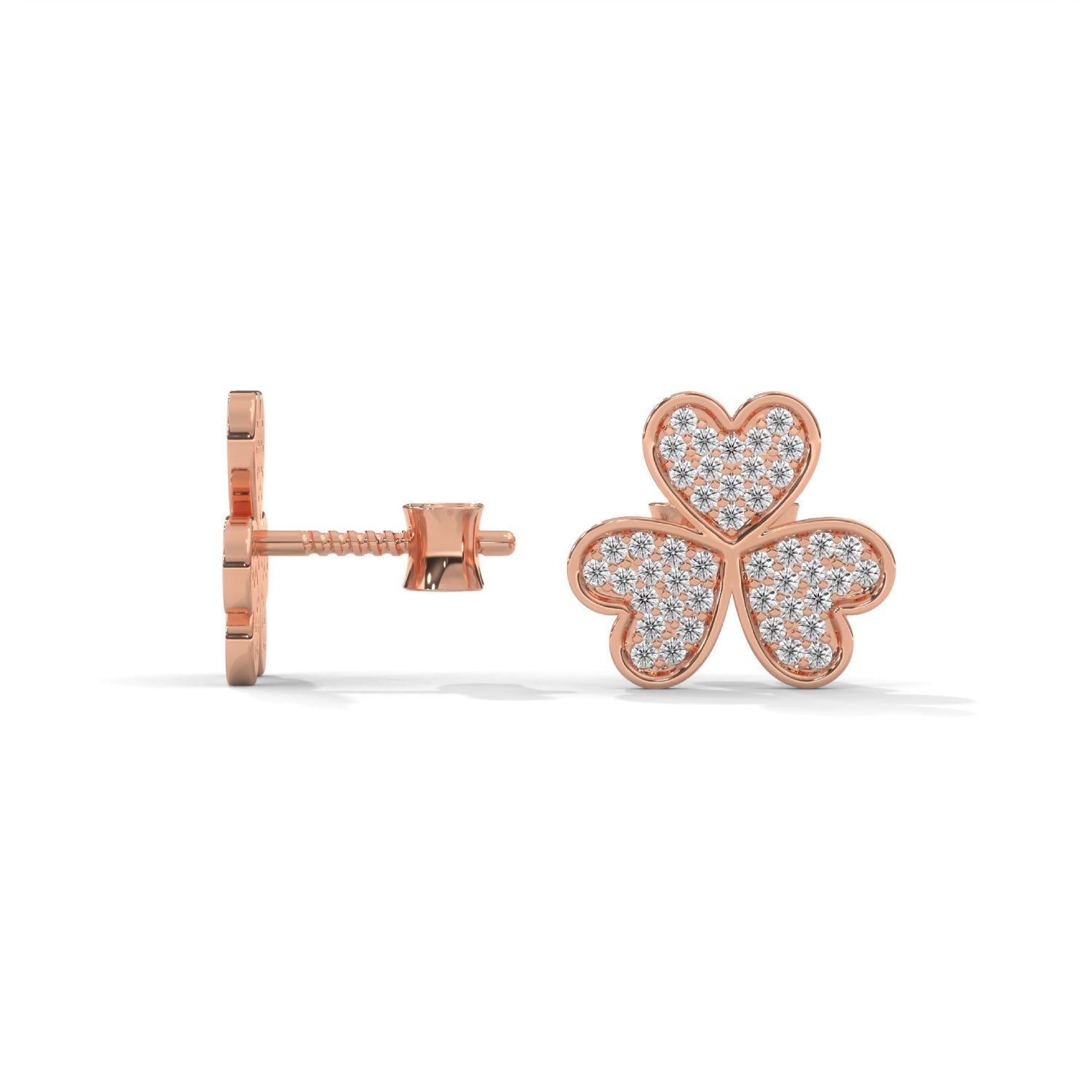 Lab-Grown Diamond Pavé Triple Heart Stud Earrings in Rose Gold