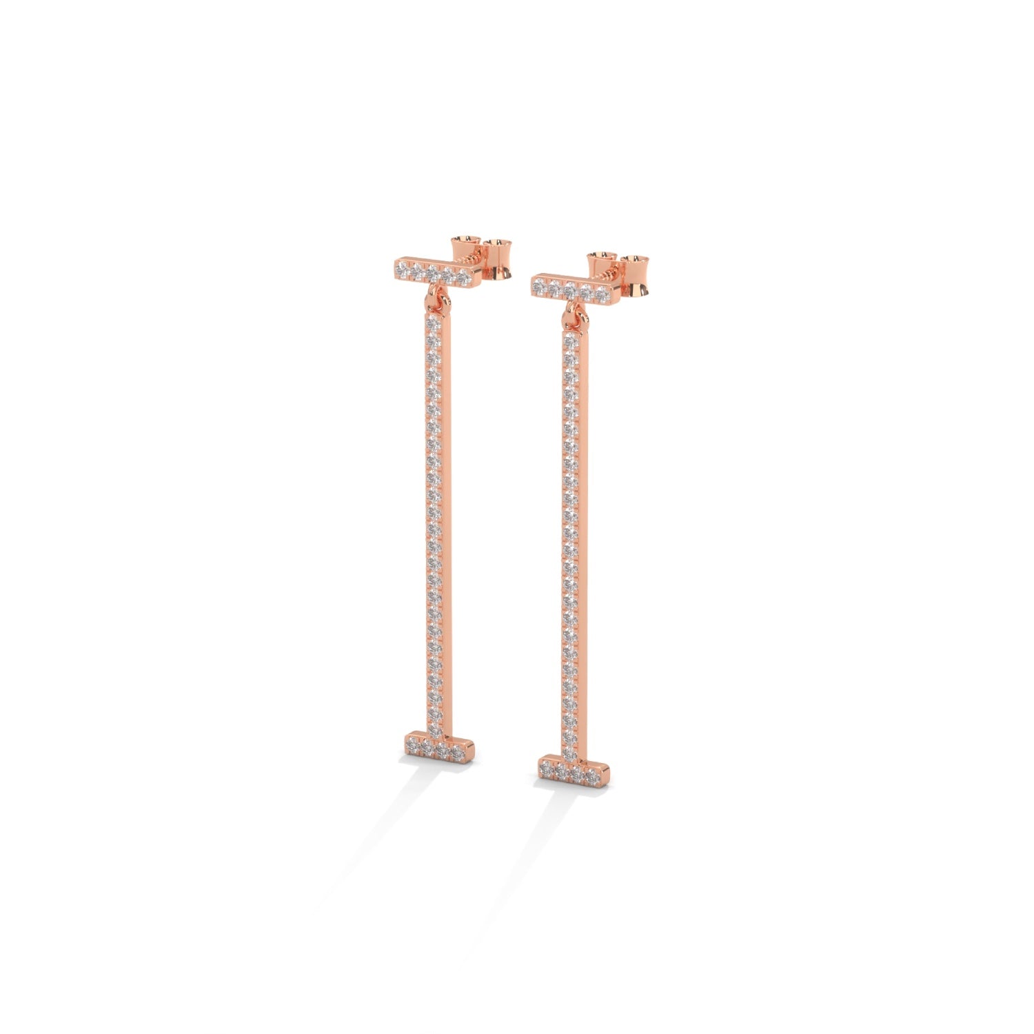Lab-Grown Diamond Pavé Vertical Bar Drop Earrings in Rose Gold