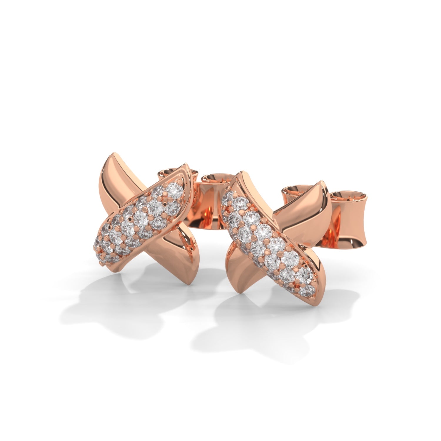 Lab-Grown Diamond Pavé X Stud Earrings in Rose Gold