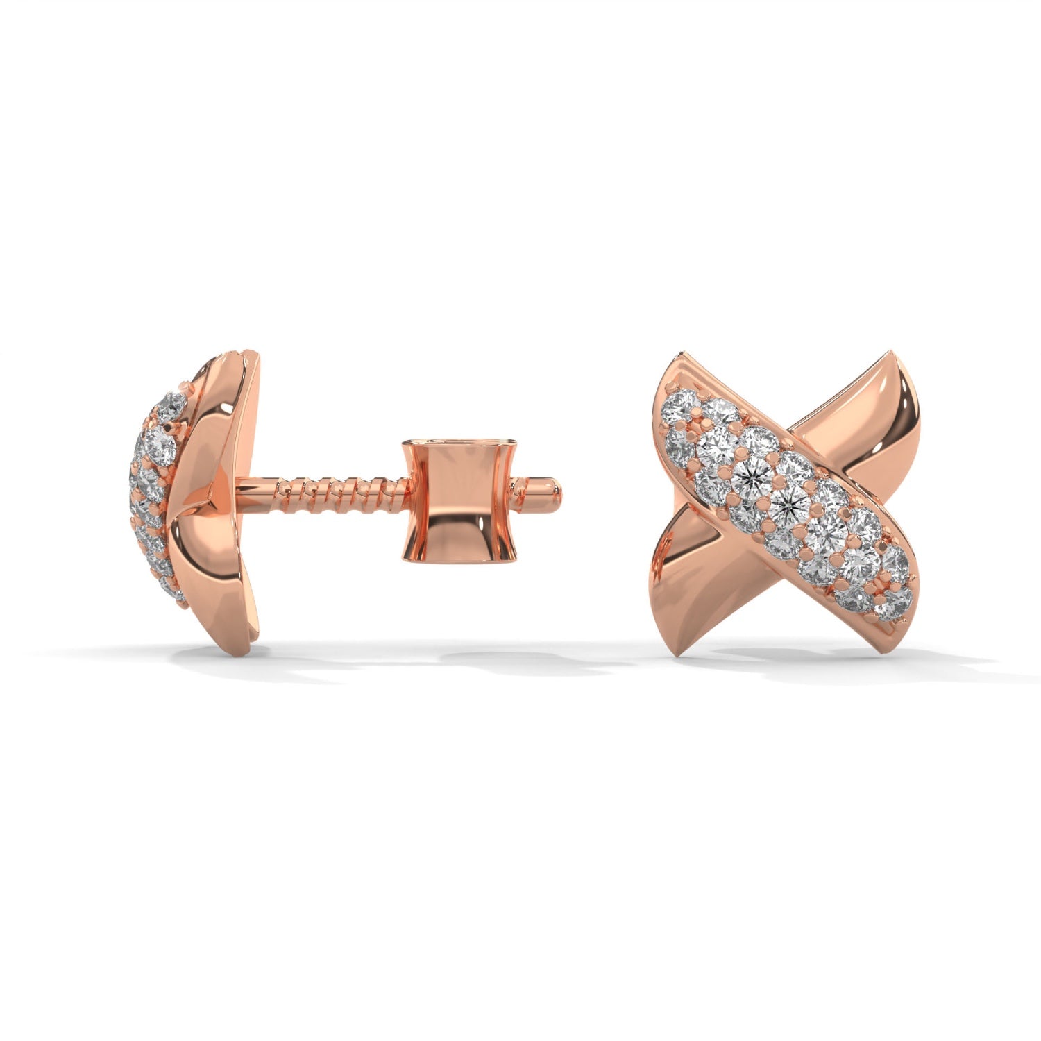 Lab-Grown Diamond Pavé X Stud Earrings in Rose Gold