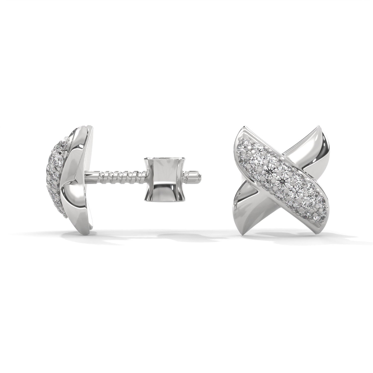 Lab-Grown Diamond Pavé X Stud Earrings in White Gold