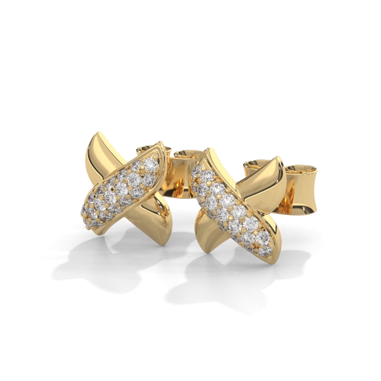 Lab-Grown Diamond Pavé X Stud Earrings in Yellow Gold