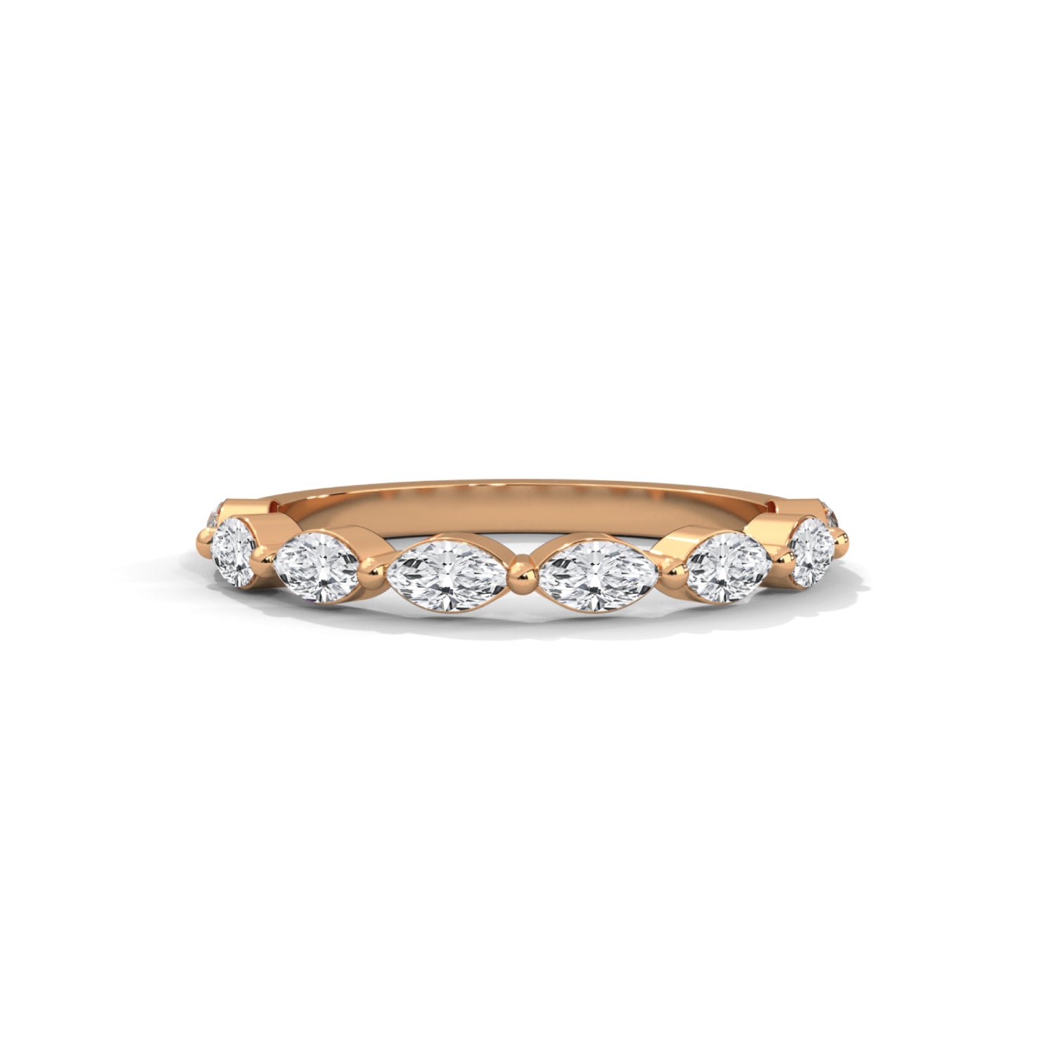 Marquise Cut Lab-Grown Diamond Half-Eternity Ring in Rose Gold