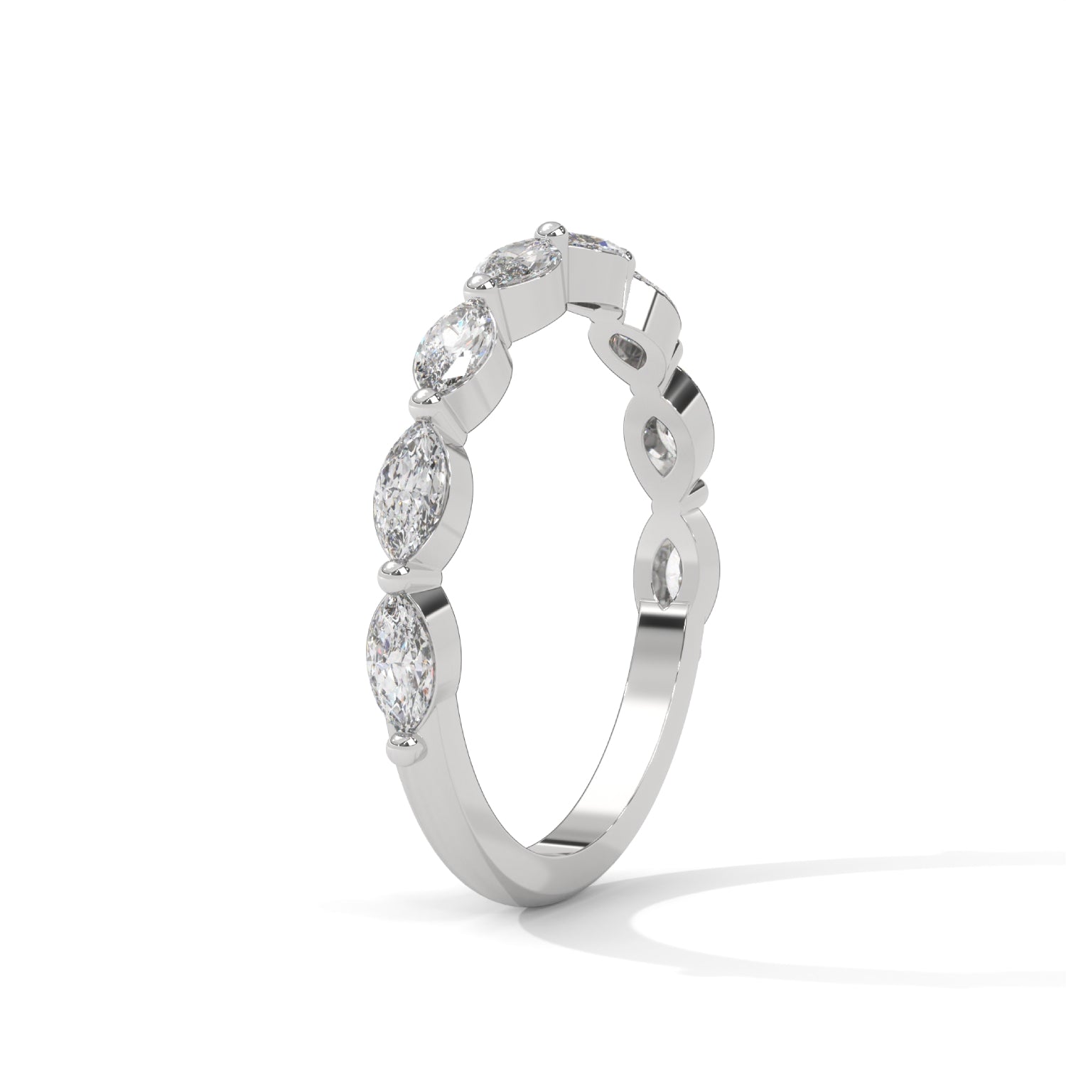 Marquise Cut Lab-Grown Diamond Half-Eternity Ring in White Gold