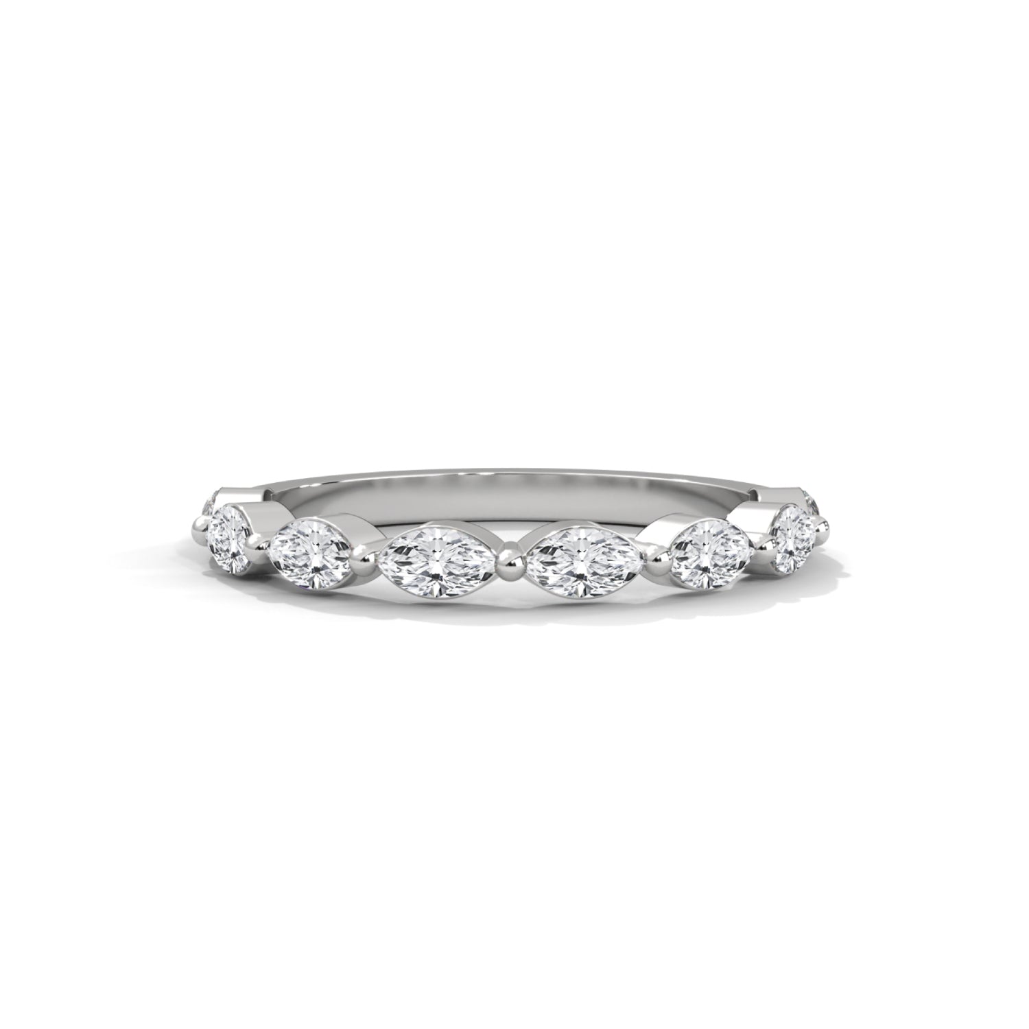 Marquise Cut Lab-Grown Diamond Half-Eternity Ring in White Gold