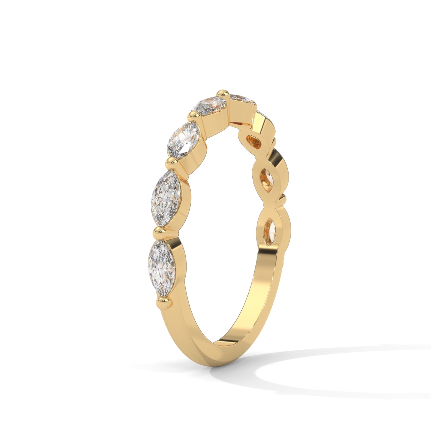 Marquise Cut Lab-Grown Diamond Half-Eternity Ring in Yellow Gold