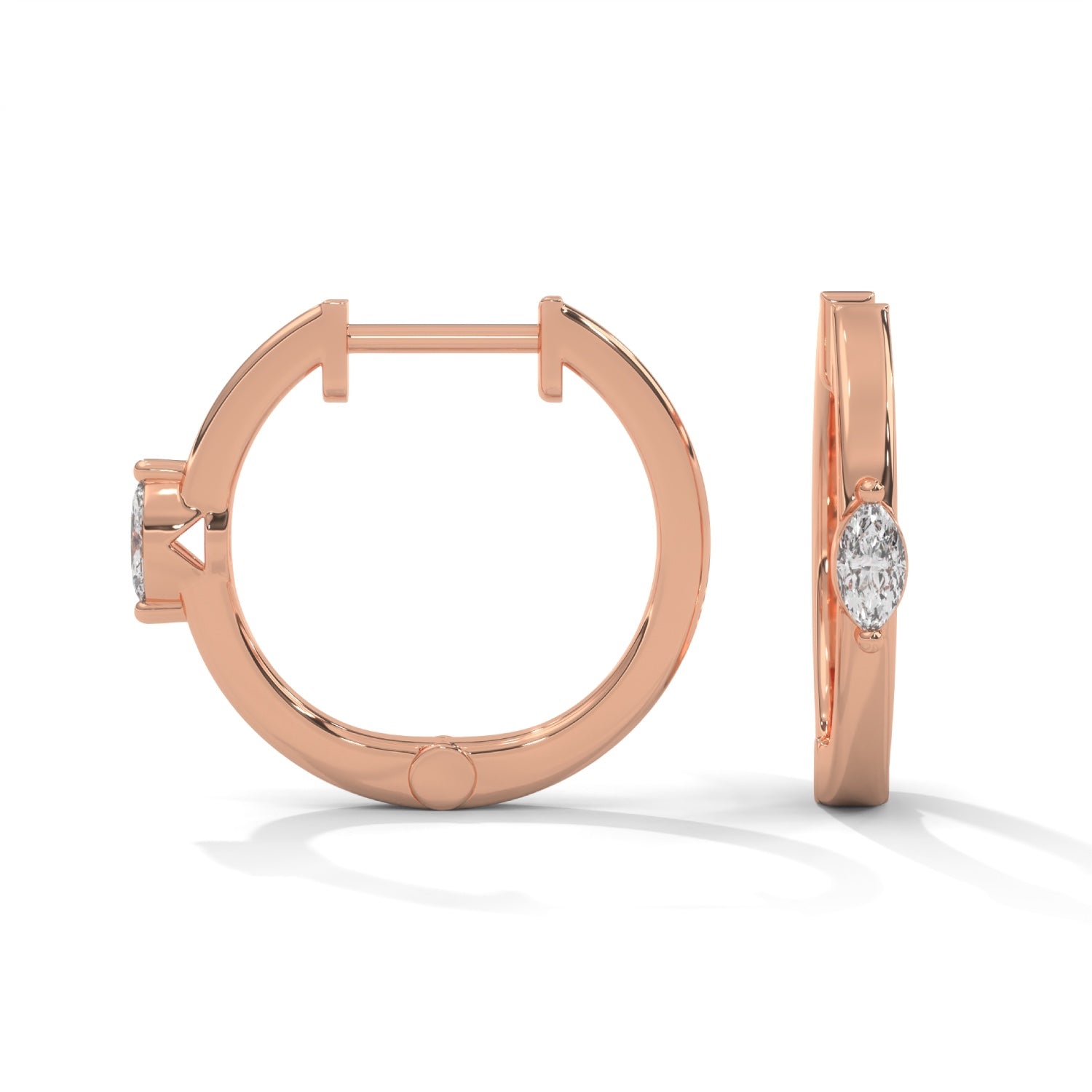 Marquise Cut Lab-Grown Diamond Huggie Hoop Earrings in Rose Gold