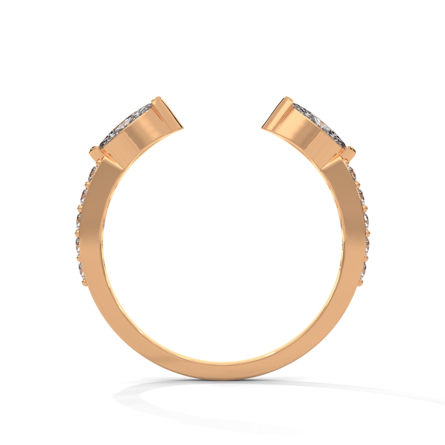 Marquise Cut Lab-Grown Diamond Open Band Pavé Wedding Ring in Rose Gold