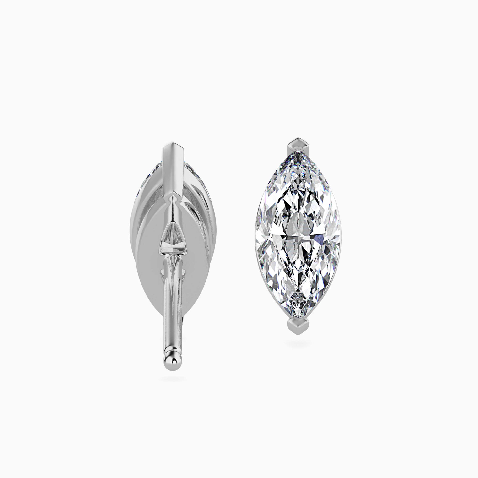Marquise Cut Lab-Grown Diamond Basket Stud Earrings in White Gold