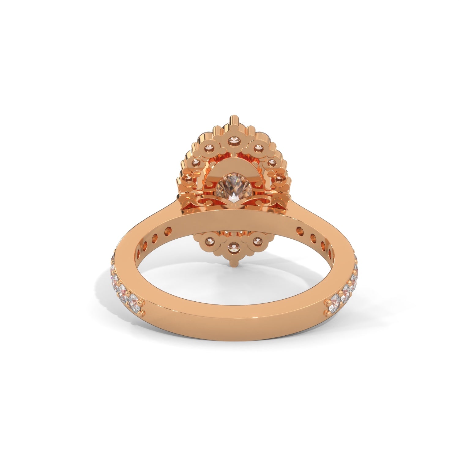 Oval-Shaped Lab-Grown Diamond Halo Pavé Engagement Ring in Rose Gold