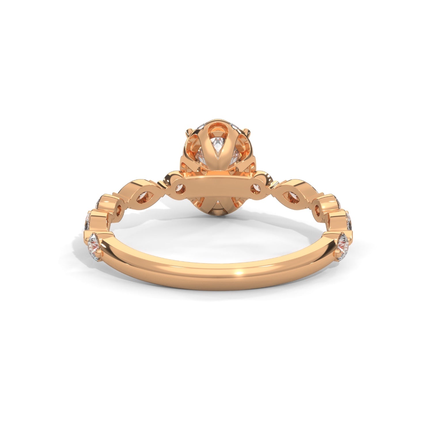 Oval-Shaped Lab-Grown Diamond Scalloped Engagement Ring in Rose Gold