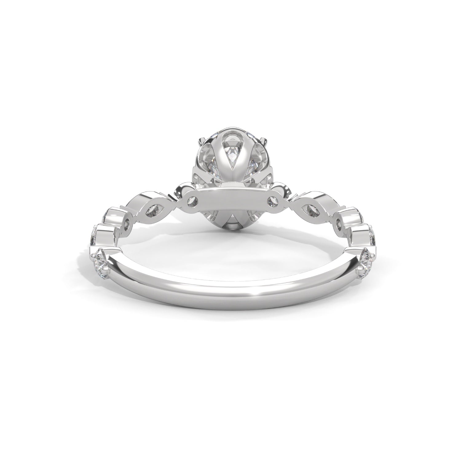 Oval-Shaped Lab-Grown Diamond Scalloped Engagement Ring in White Gold