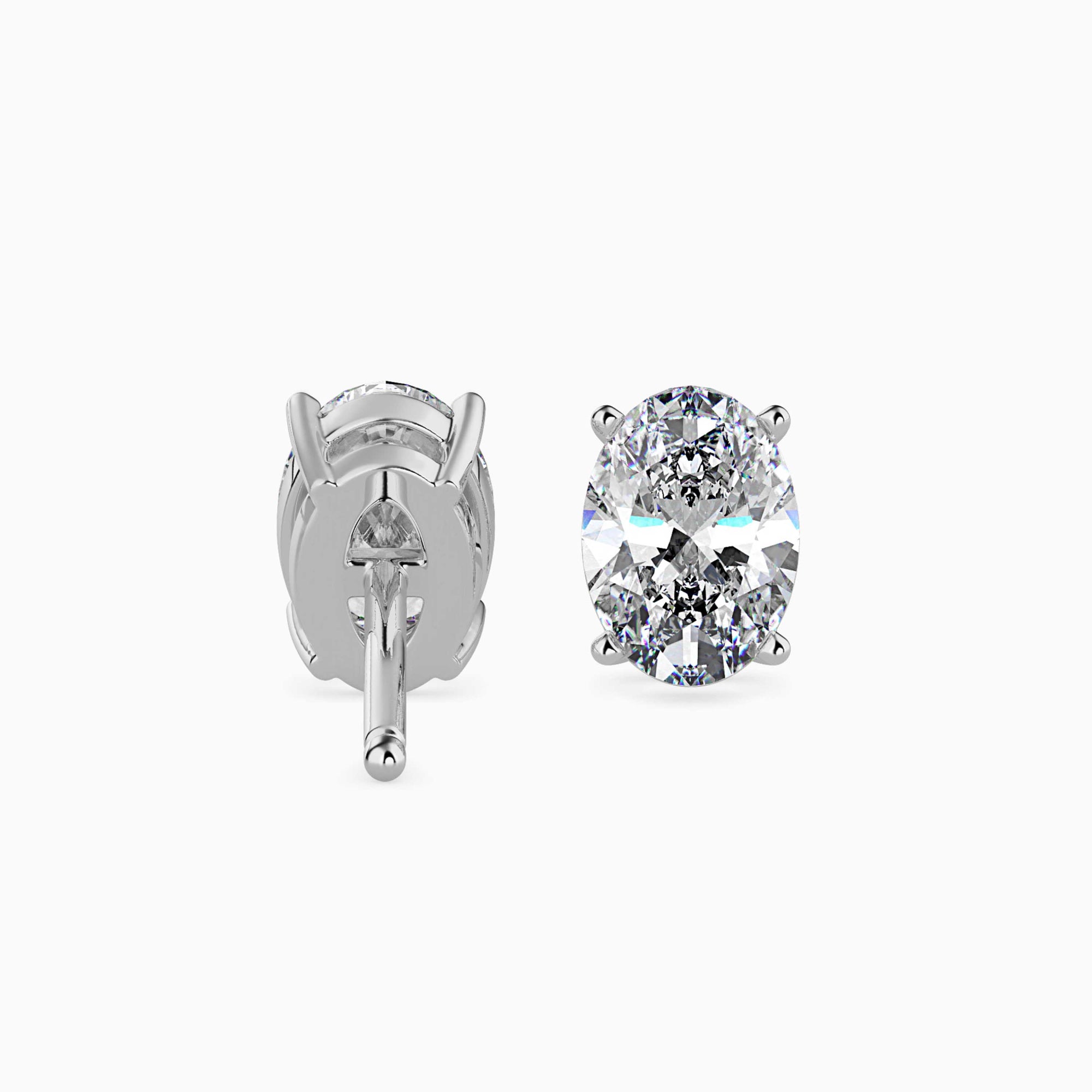 Oval-Shaped Lab-Grown Diamond Basket Stud Earrings in White Gold