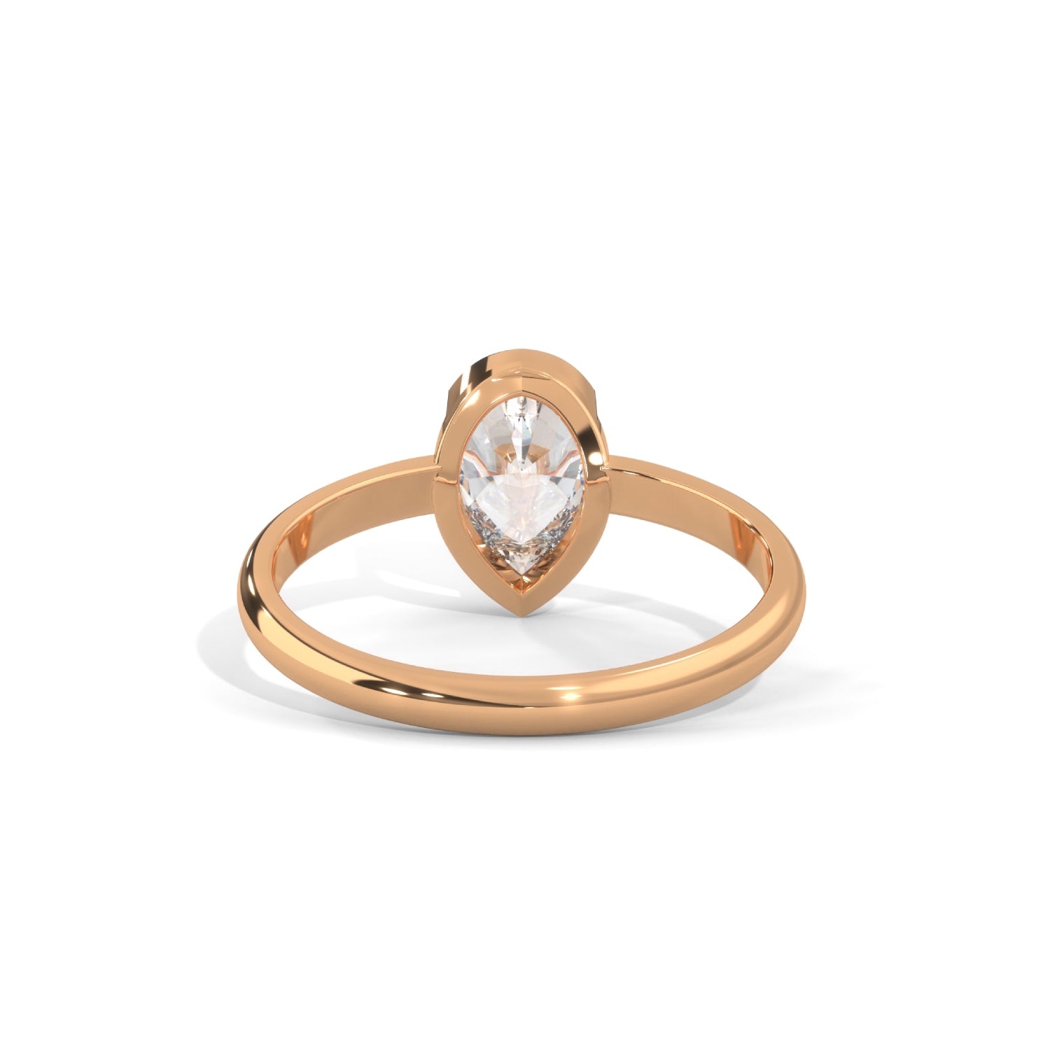 Pear-Shaped Lab-Grown Diamond Half-Bezel Solitaire Engagement Ring in Rose Gold