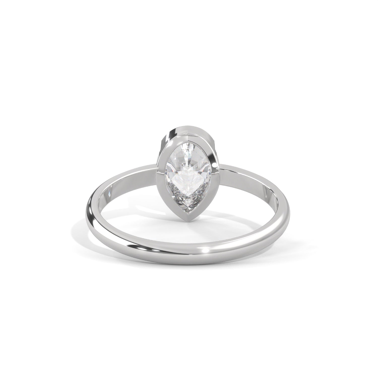 Pear-Shaped Lab-Grown Diamond Half-Bezel Solitaire Engagement Ring in White Gold