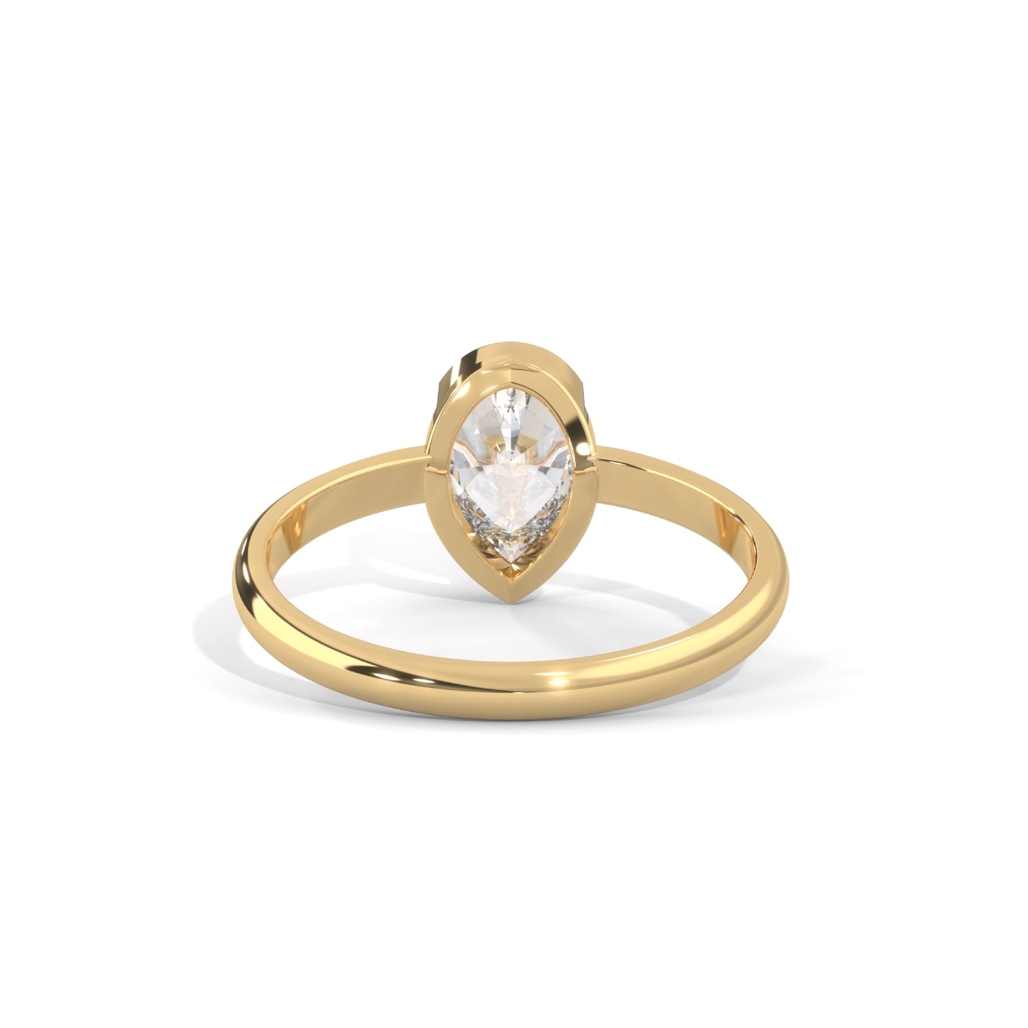 Pear-Shaped Lab-Grown Diamond Half-Bezel Solitaire Engagement Ring in Yellow Gold