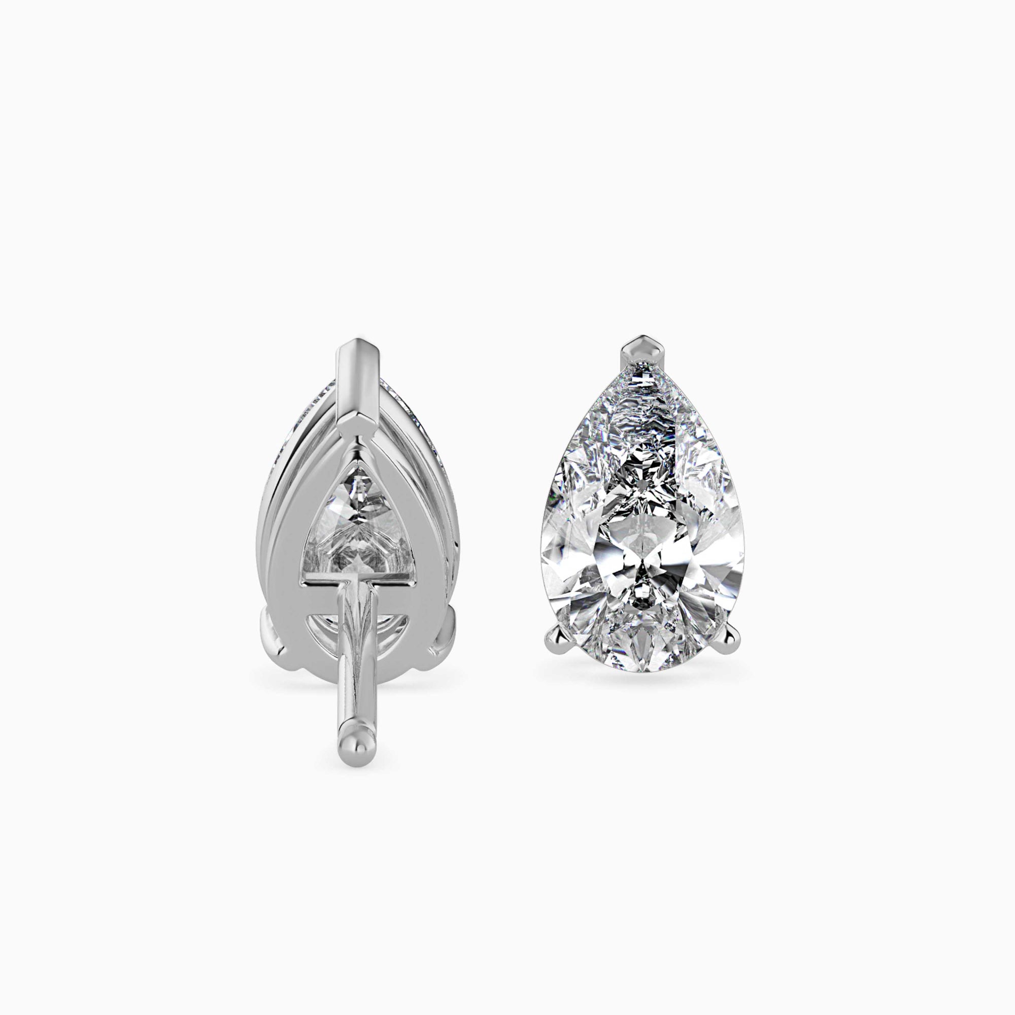 Pear-Shaped Lab-Grown Diamond Basket Stud Earrings in White Gold