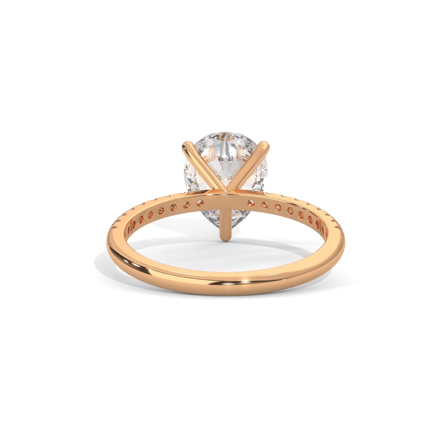 Pear-Shaped Lab-Grown Diamond Pavé Engagement Ring in Rose Gold