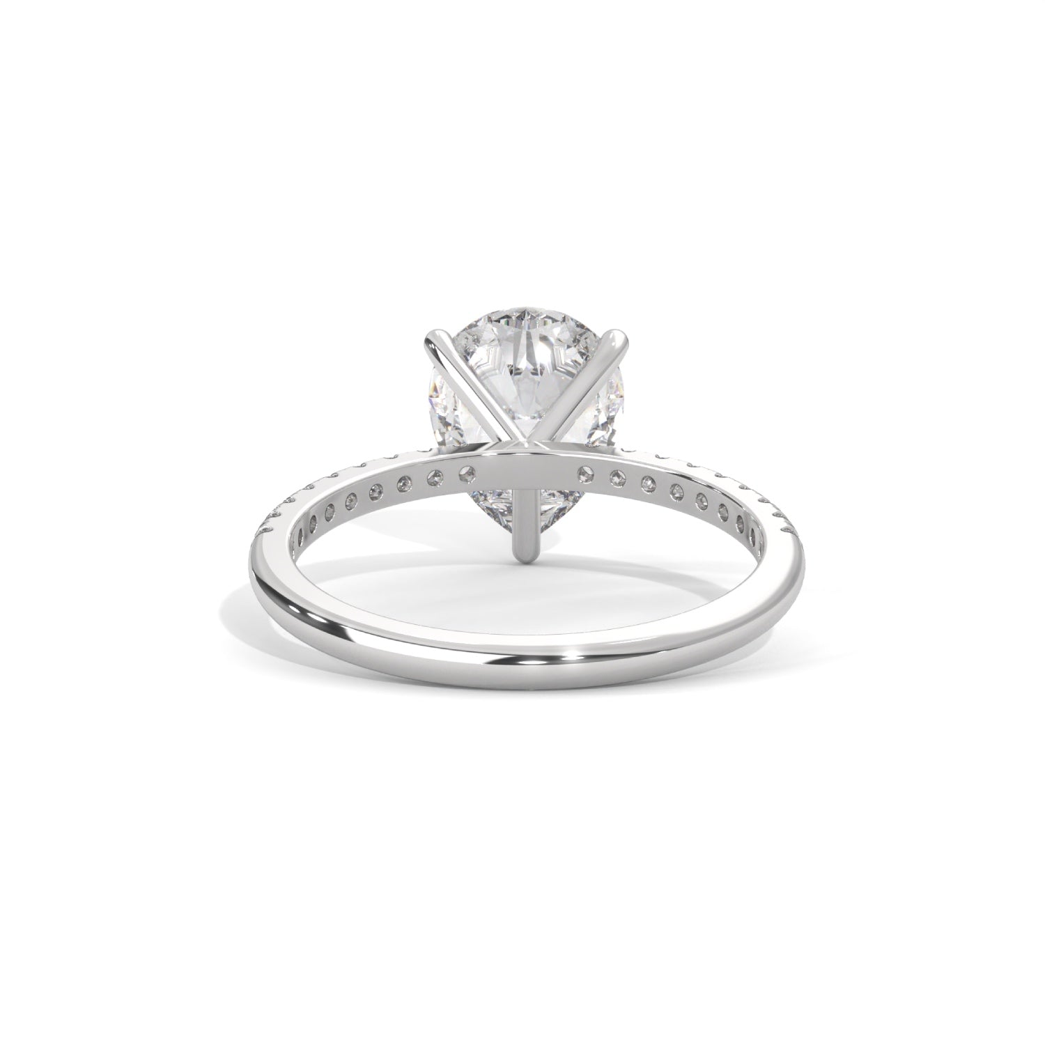 Pear-Shaped Lab-Grown Diamond Pavé Engagement Ring in White Gold