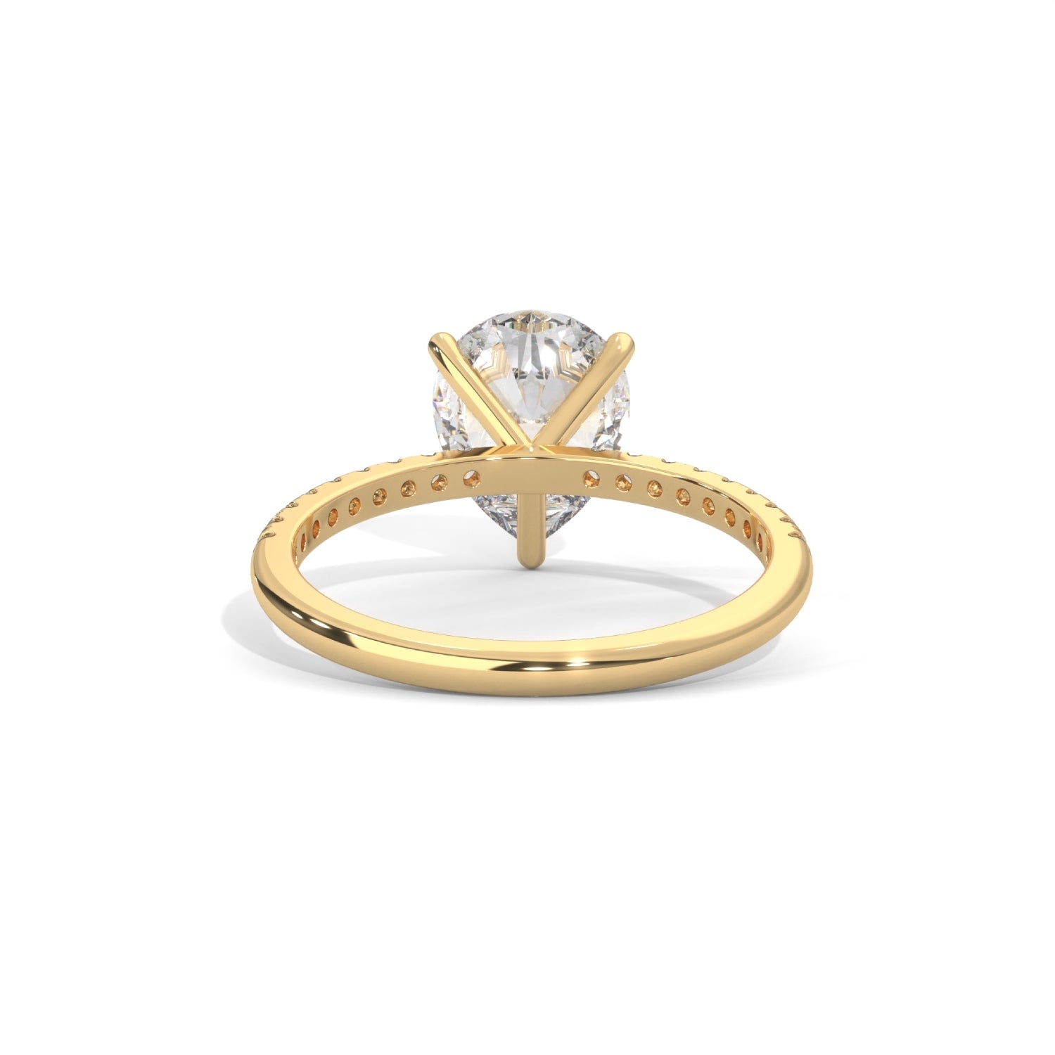 Pear-Shaped Lab-Grown Diamond Pavé Engagement Ring in Yellow Gold