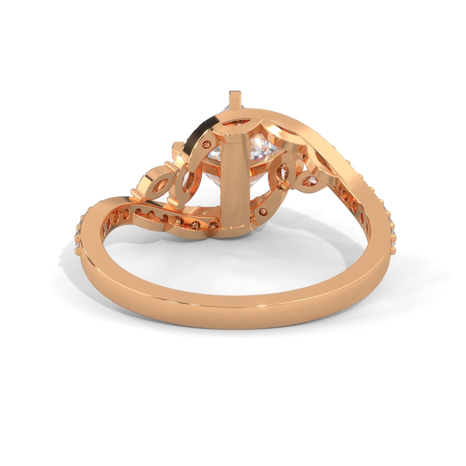 Princess Cut Lab-Grown Diamond Twisted Vine Engagement Ring in Rose Gold