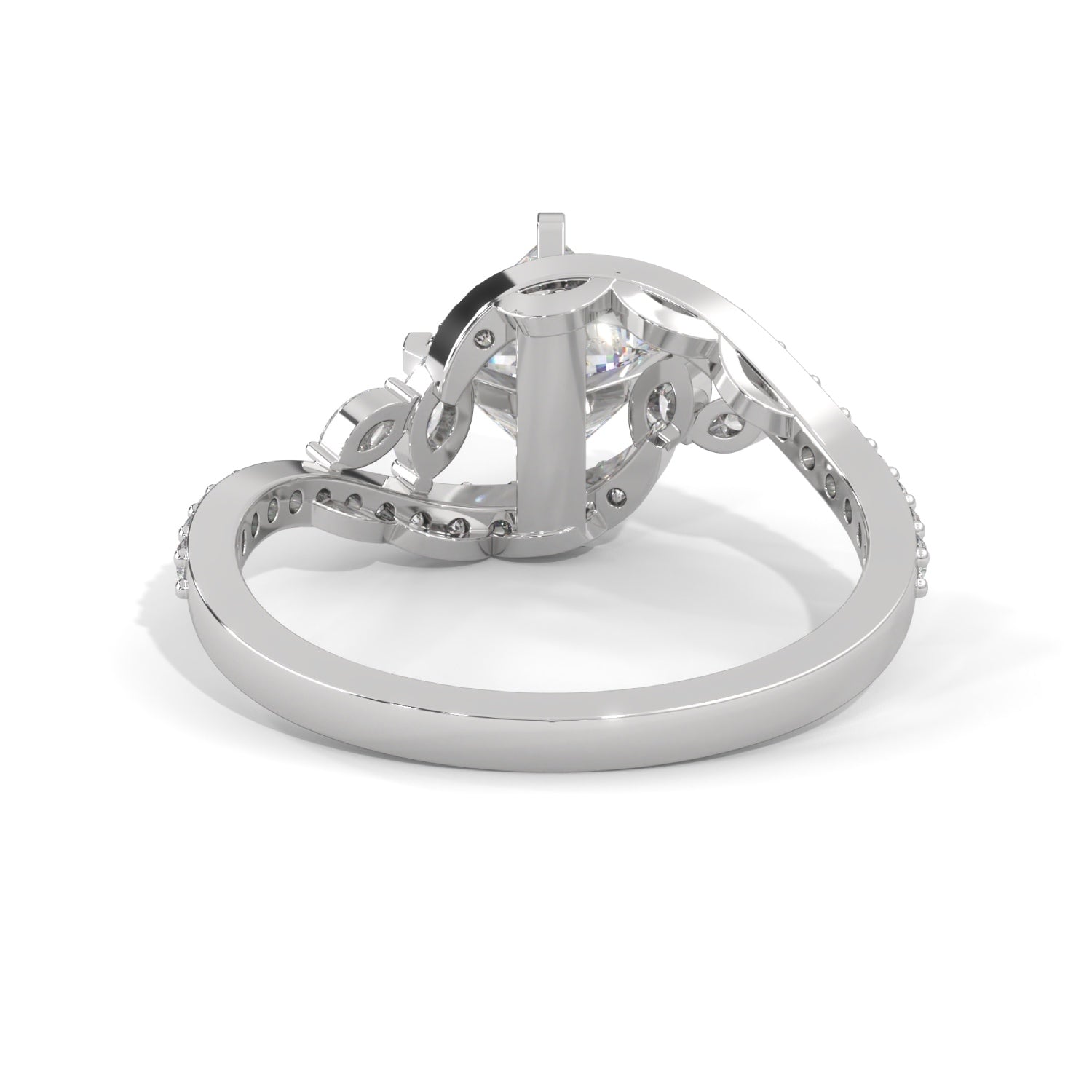 Princess Cut Lab-Grown Diamond Twisted Vine Engagement Ring in White Gold
