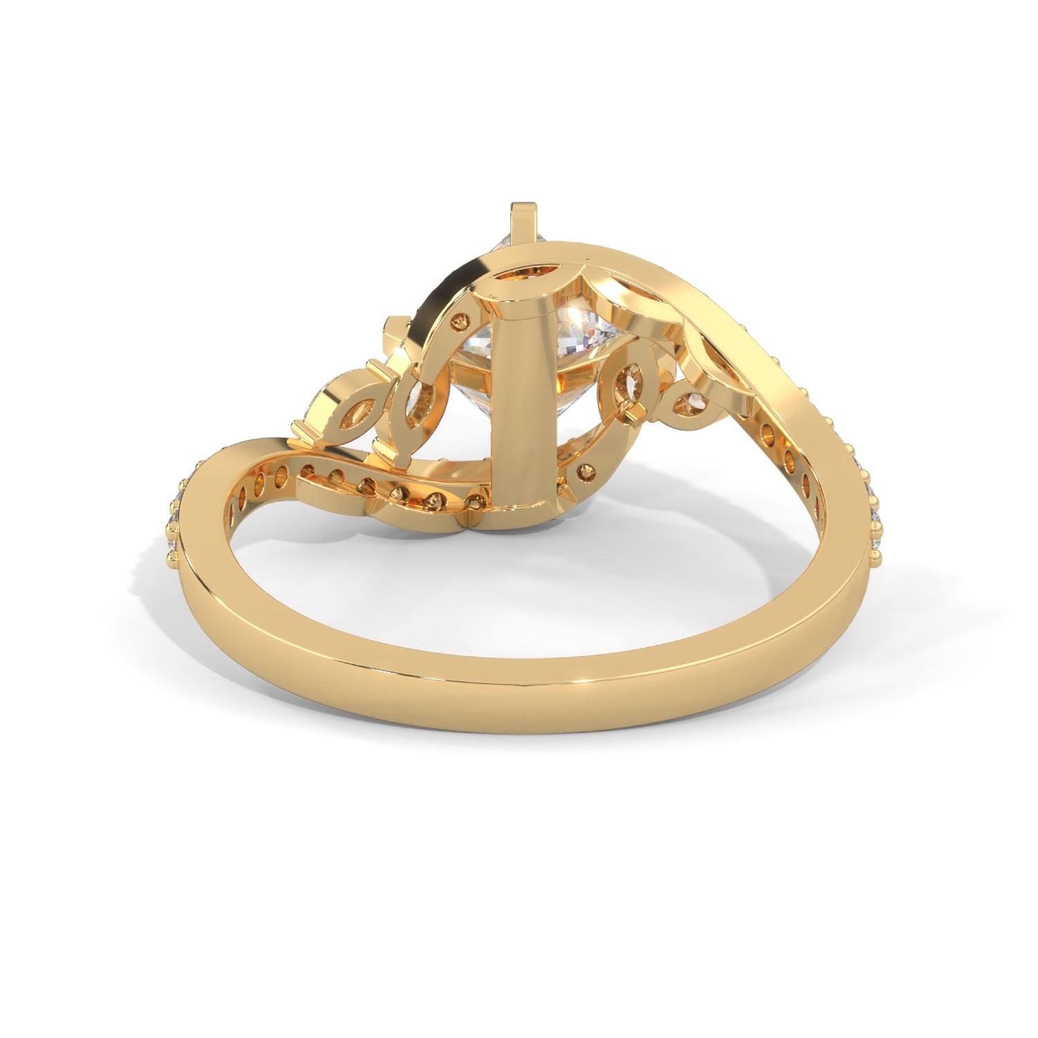 Princess Cut Lab-Grown Diamond Twisted Vine Engagement Ring in Yellow Gold