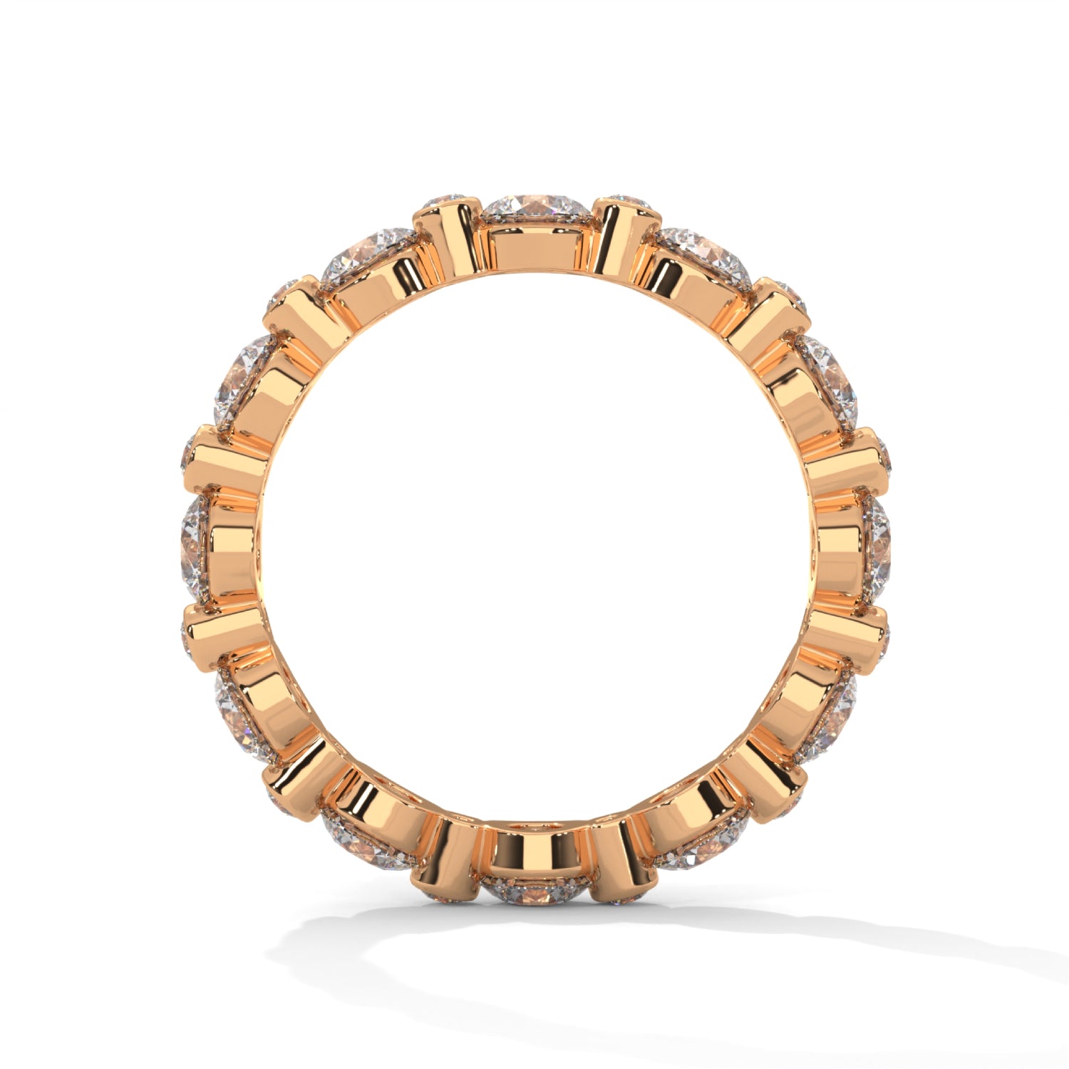Round Brilliant Cut Lab-Grown Diamond Alternating Size Full Eternity Ring in Rose Gold