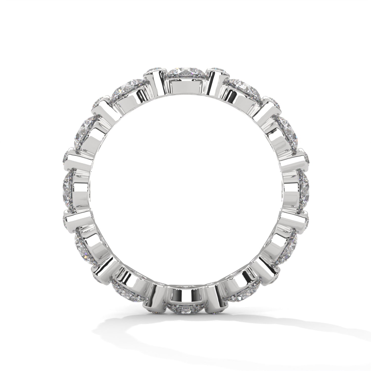 Round Brilliant Cut Lab-Grown Diamond Alternating Size Full Eternity Ring in White Gold