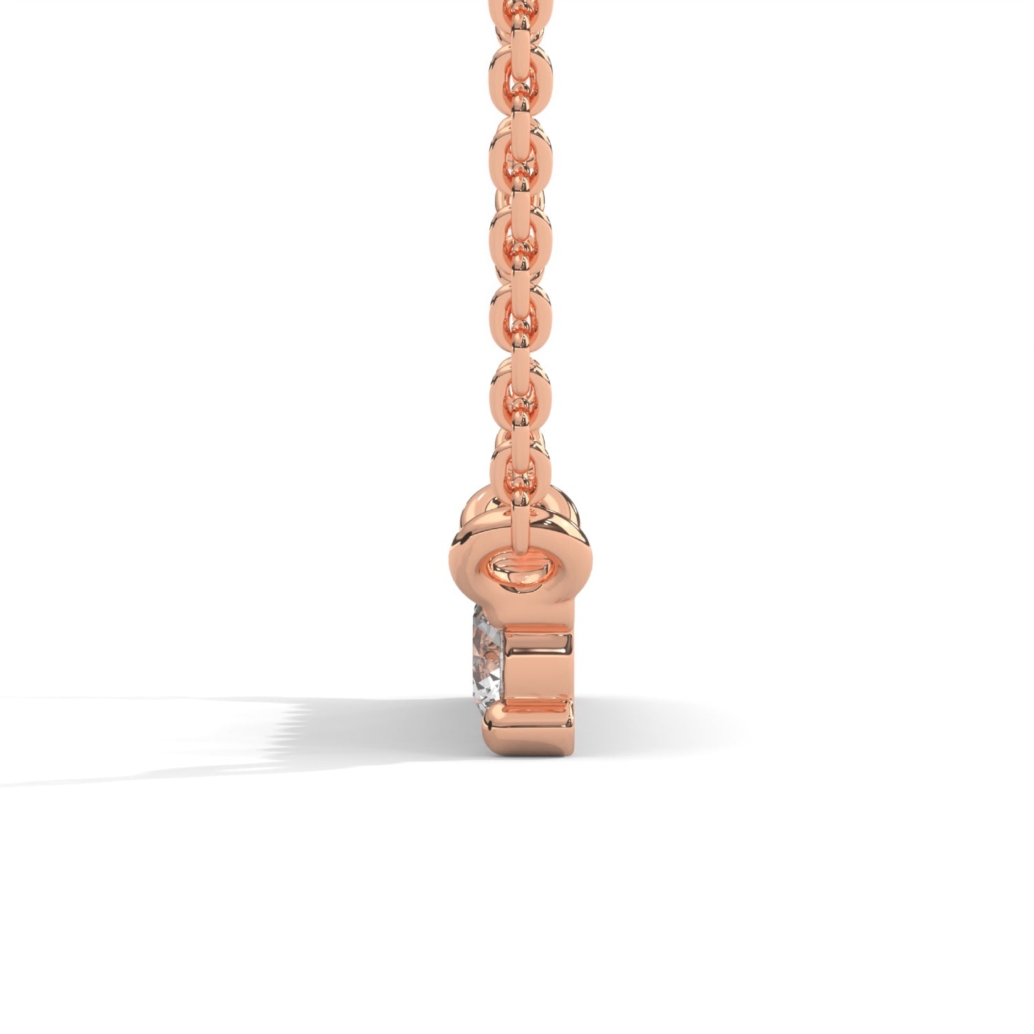 Round Brilliant Cut Lab-Grown Diamond Bar Pendant in Rose Gold