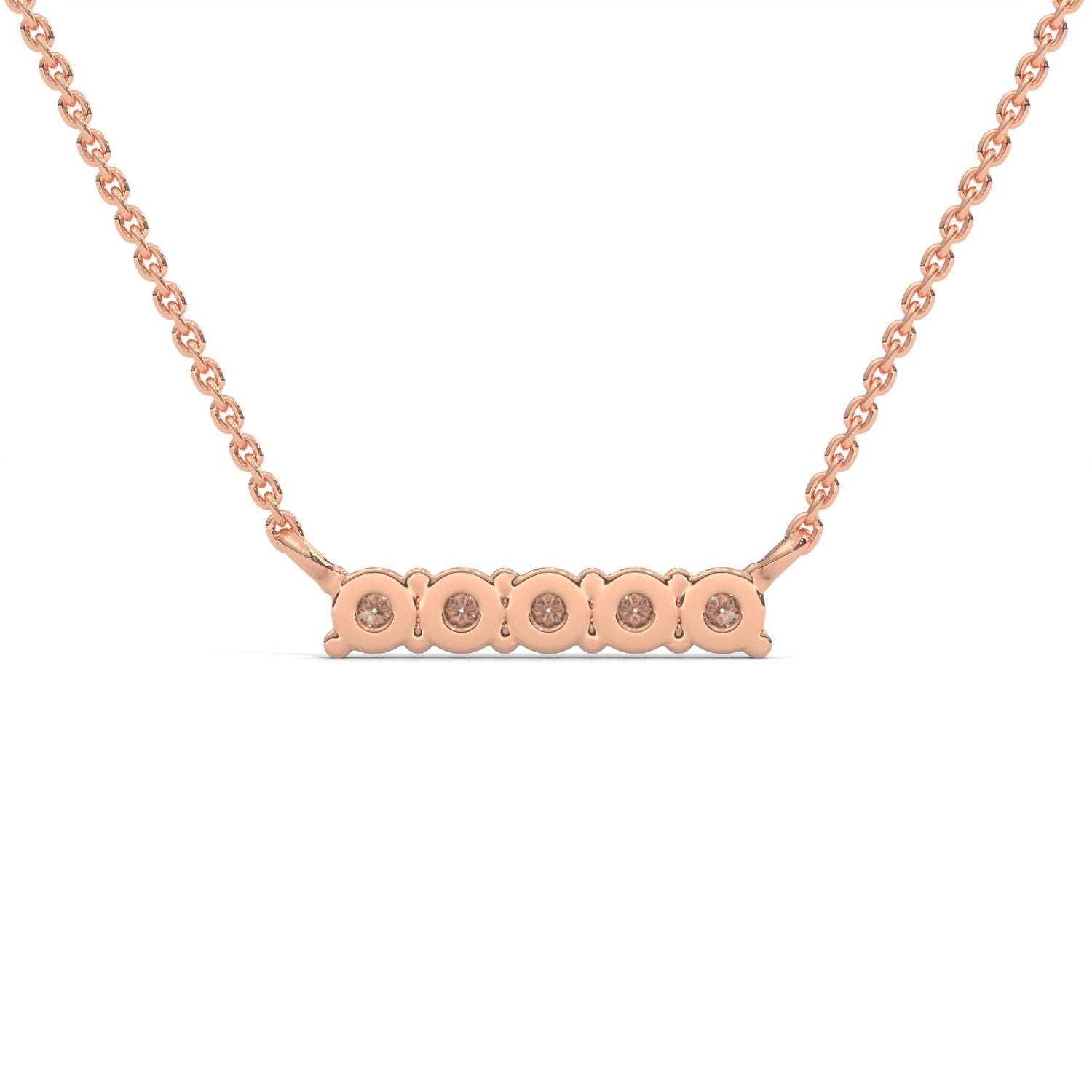 Round Brilliant Cut Lab-Grown Diamond Bar Pendant in Rose Gold