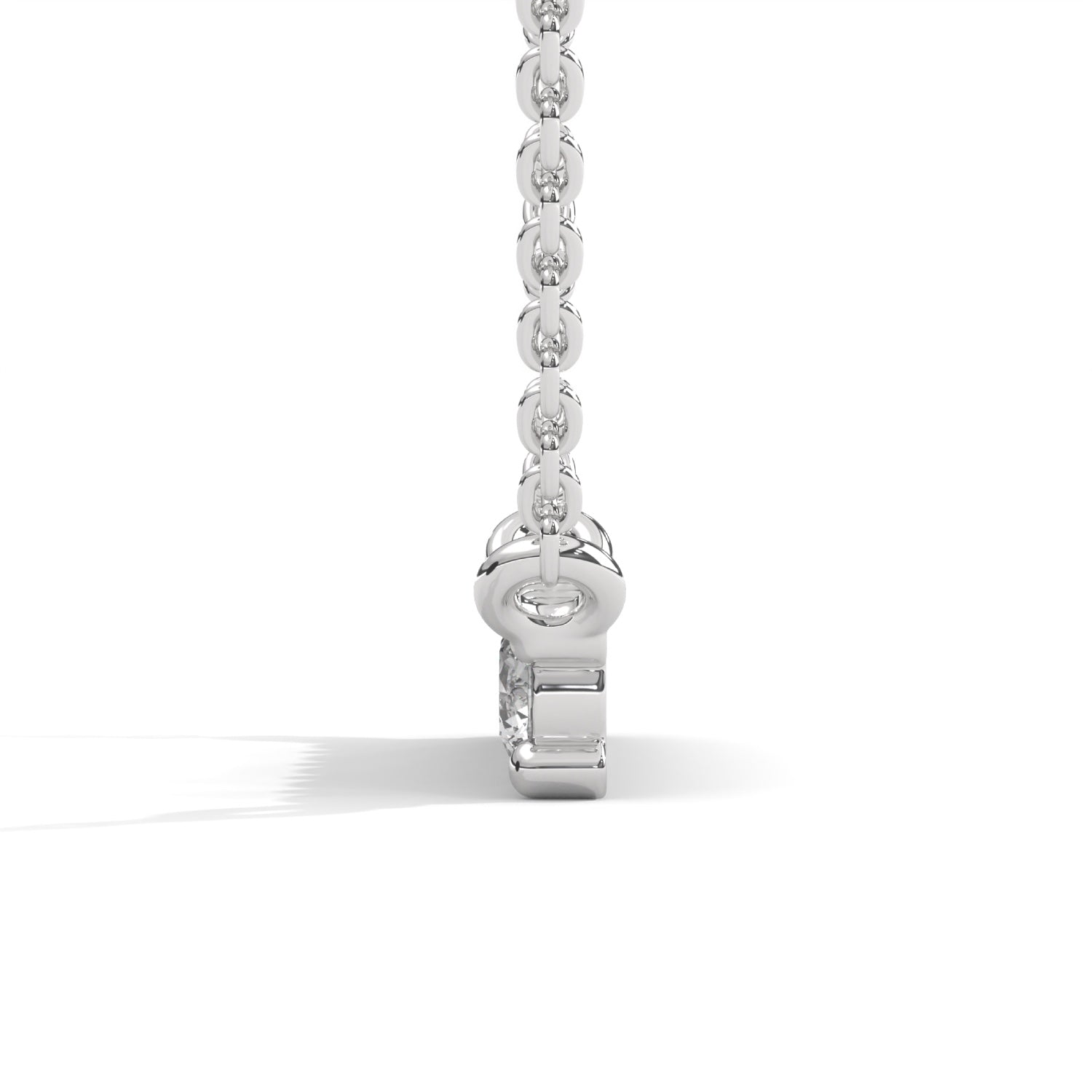 Round Brilliant Cut Lab-Grown Diamond Bar Pendant in White Gold