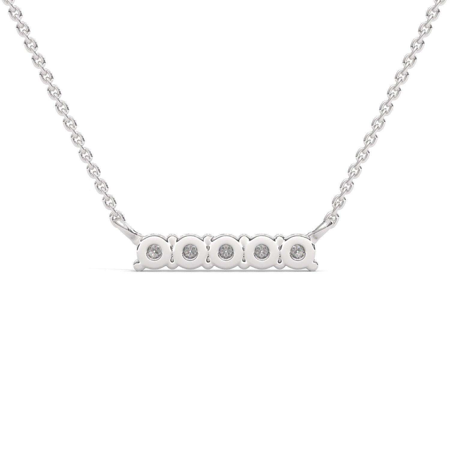 Round Brilliant Cut Lab-Grown Diamond Bar Pendant in White Gold