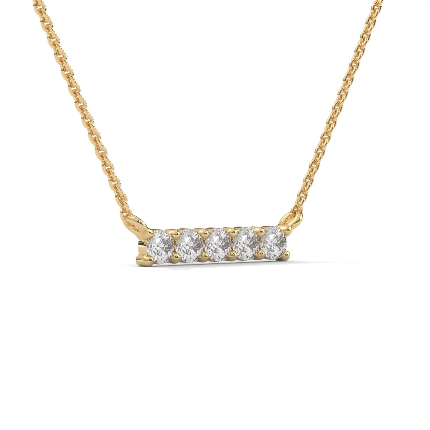 Round Brilliant Cut Lab-Grown Diamond Bar Pendant in Yellow Gold