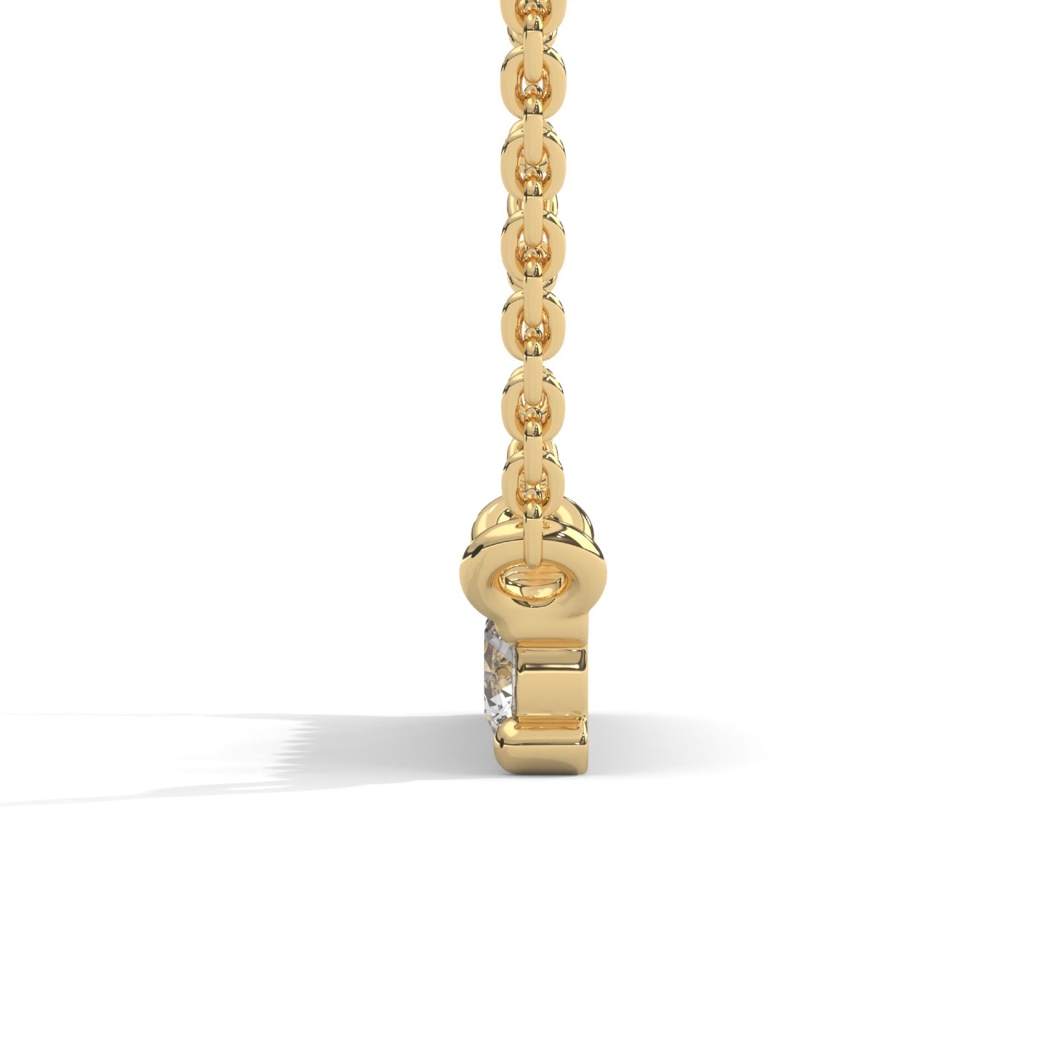 Round Brilliant Cut Lab-Grown Diamond Bar Pendant in Yellow Gold