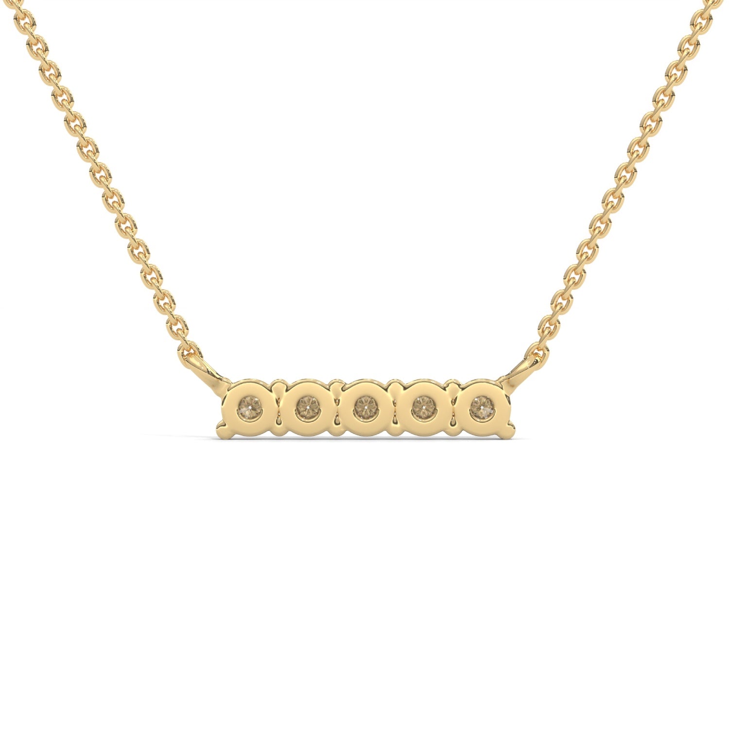 Round Brilliant Cut Lab-Grown Diamond Bar Pendant in Yellow Gold