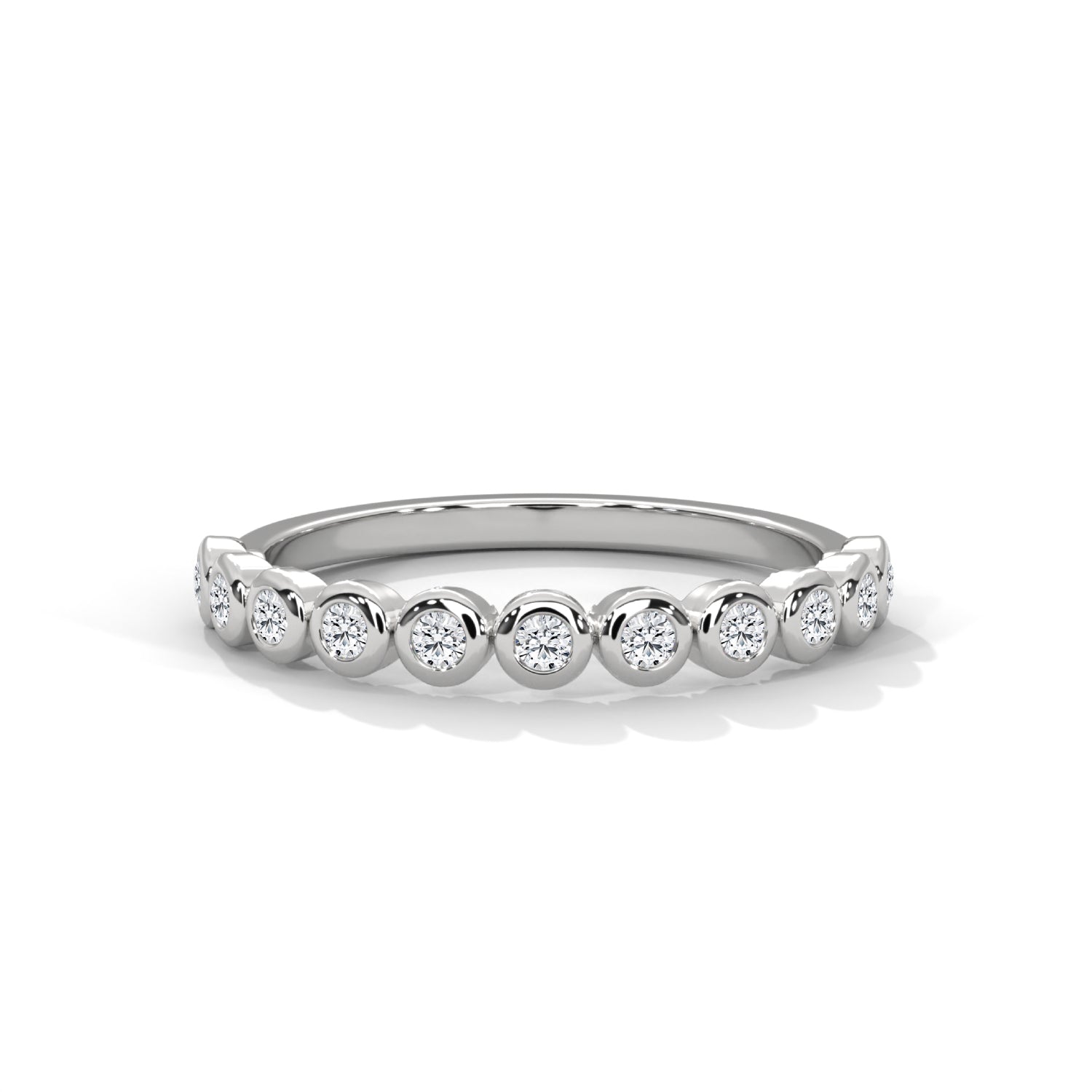 Round Brilliant Cut Lab-Grown Diamond Bezel-Set Half-Eternity Ring