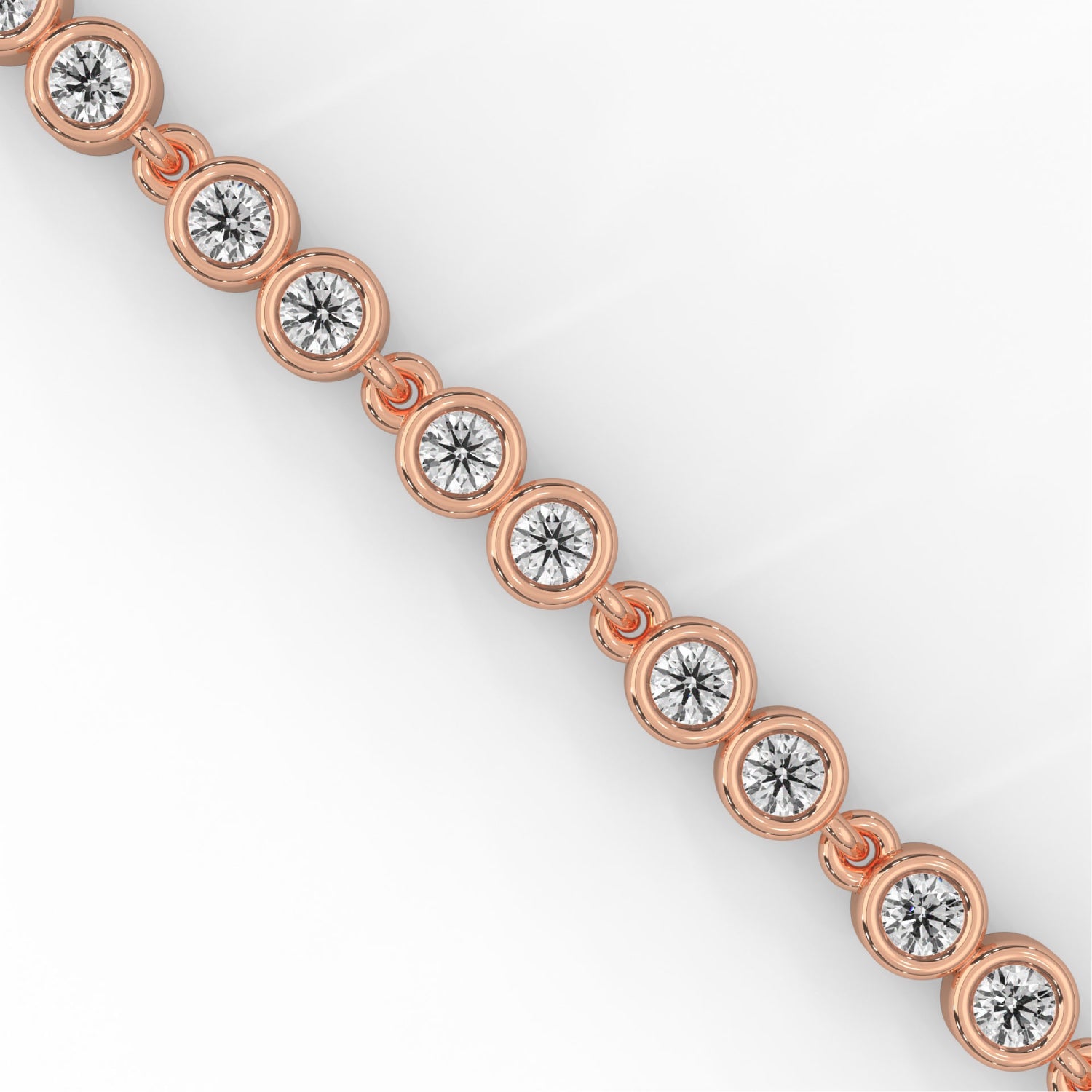 Round Brilliant Cut Lab-Grown Diamond Bezel Chain Tennis Bracelet in Rose Gold